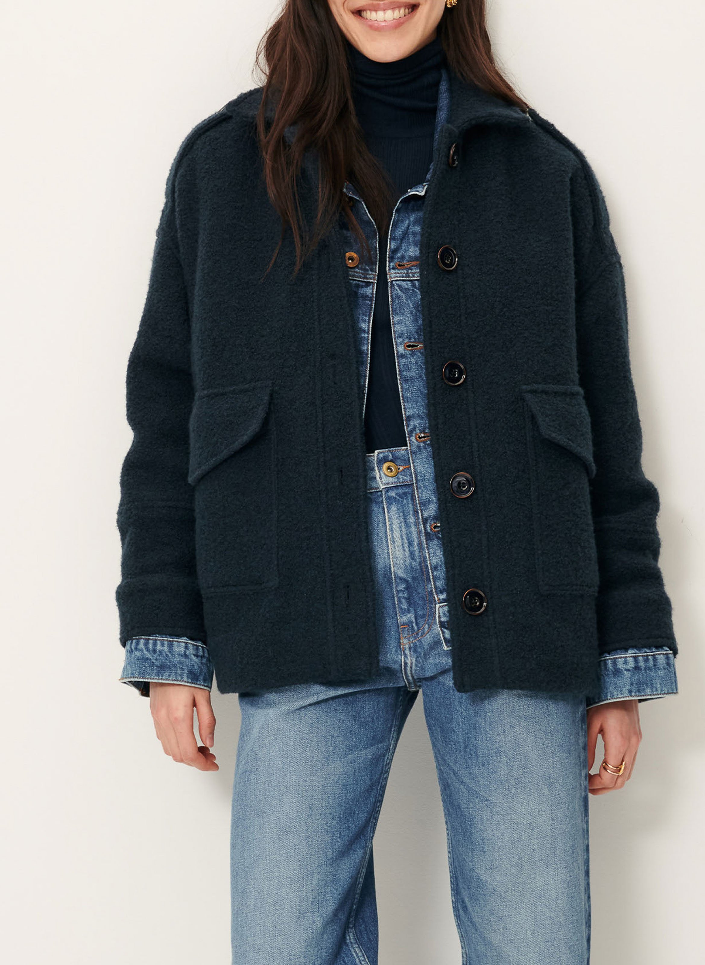 Dual material coat SESSUN Blue