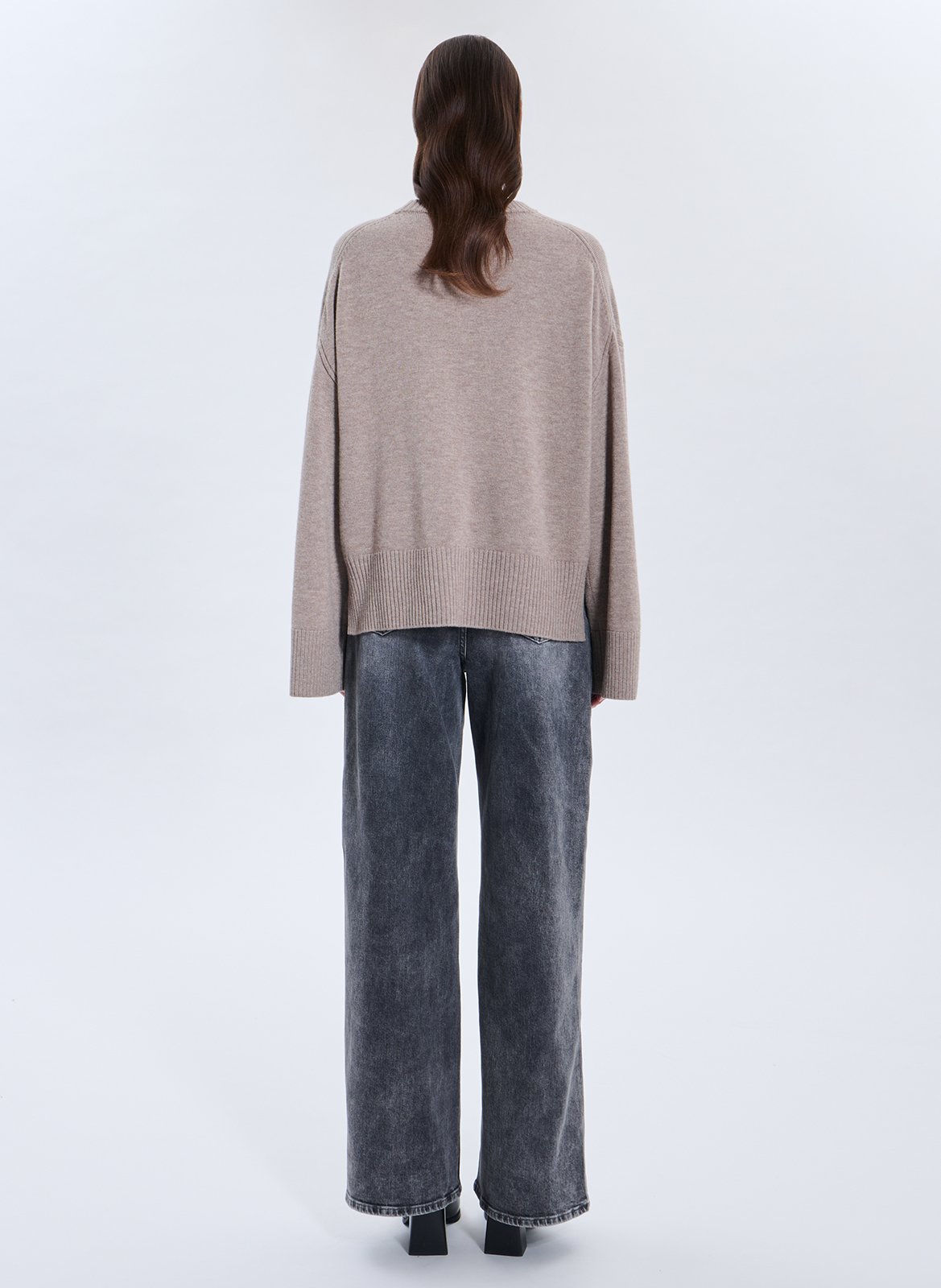 Pull col rond en laine ZAPA Beige