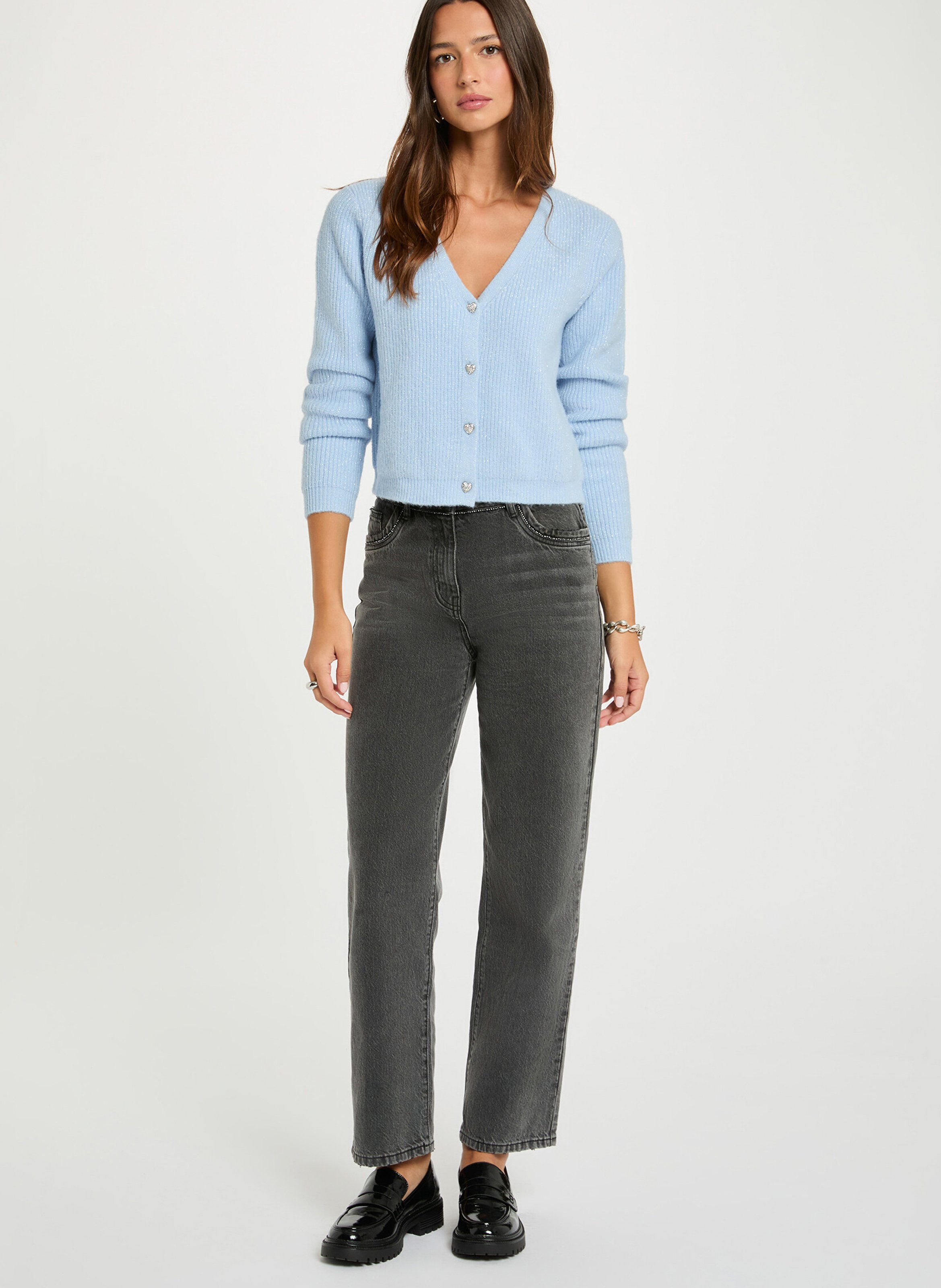 V-Ausschnitt-Strickjacke MORGAN Blau