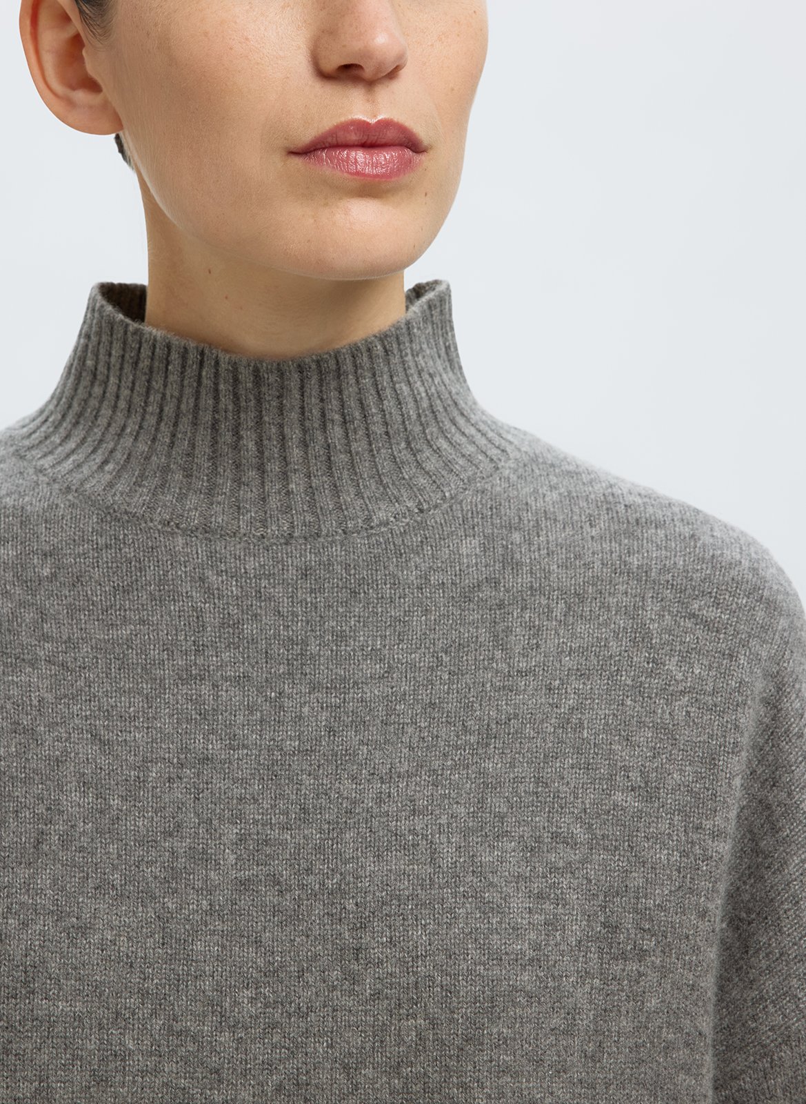 Pull droit en laine et cachemire mélangé SELECTED Gris