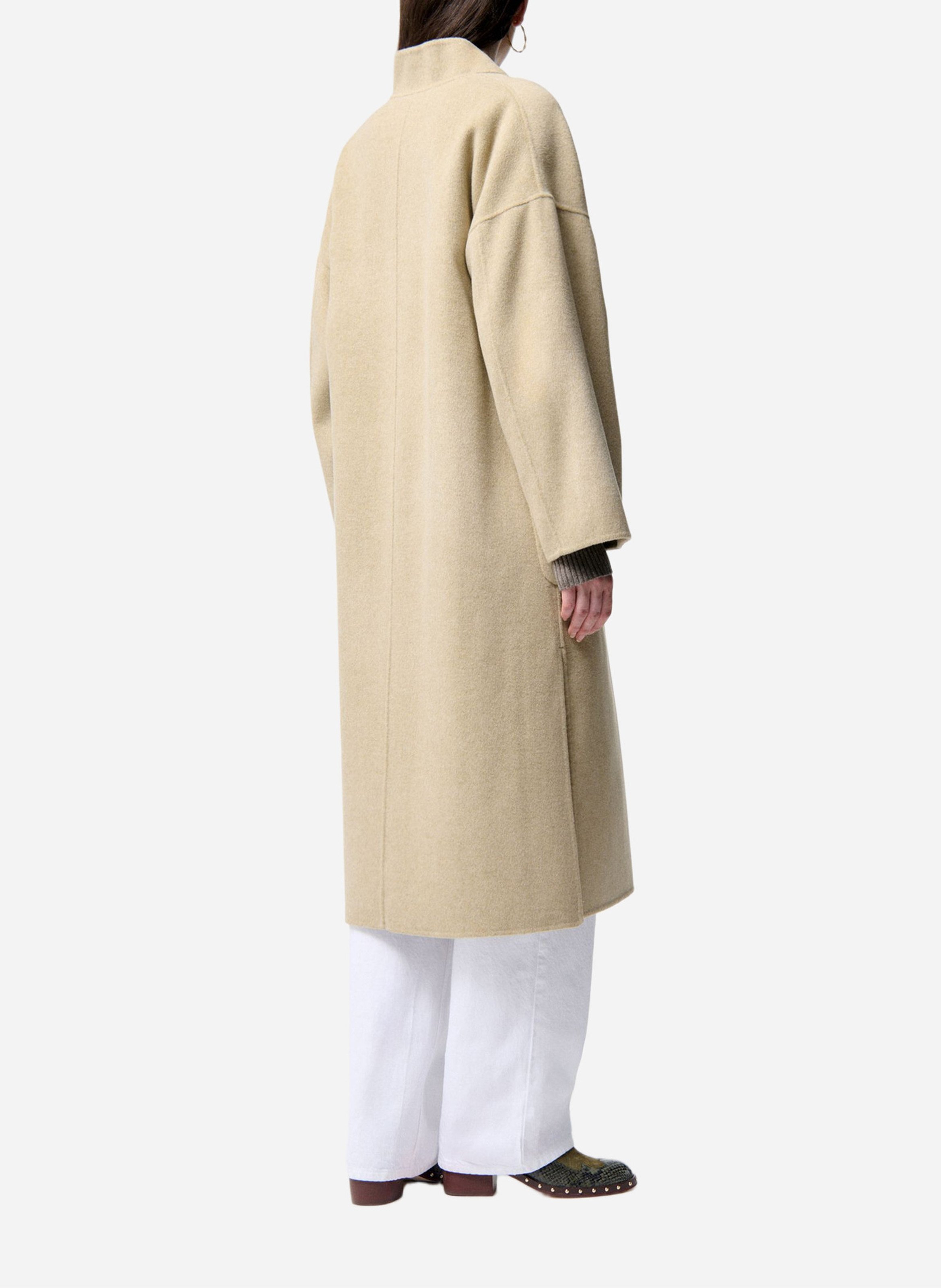 Manteau col V en laine mélangée VANESSA BRUNO Beige