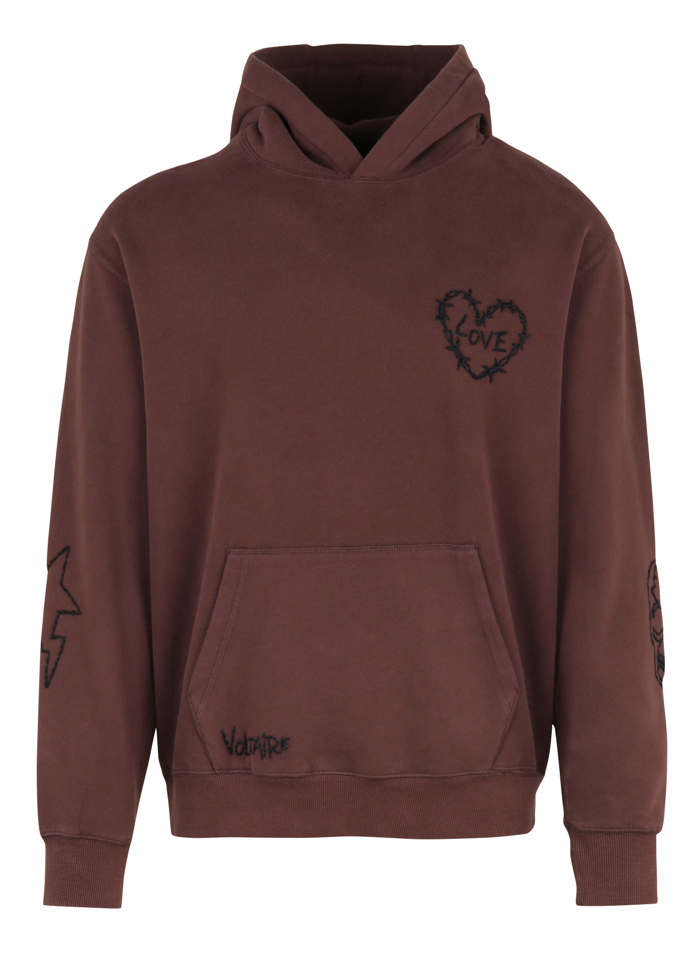 Sweat à capuche droit brodé en coton mélangé ZADIG&amp;VOLTAIRE Violet