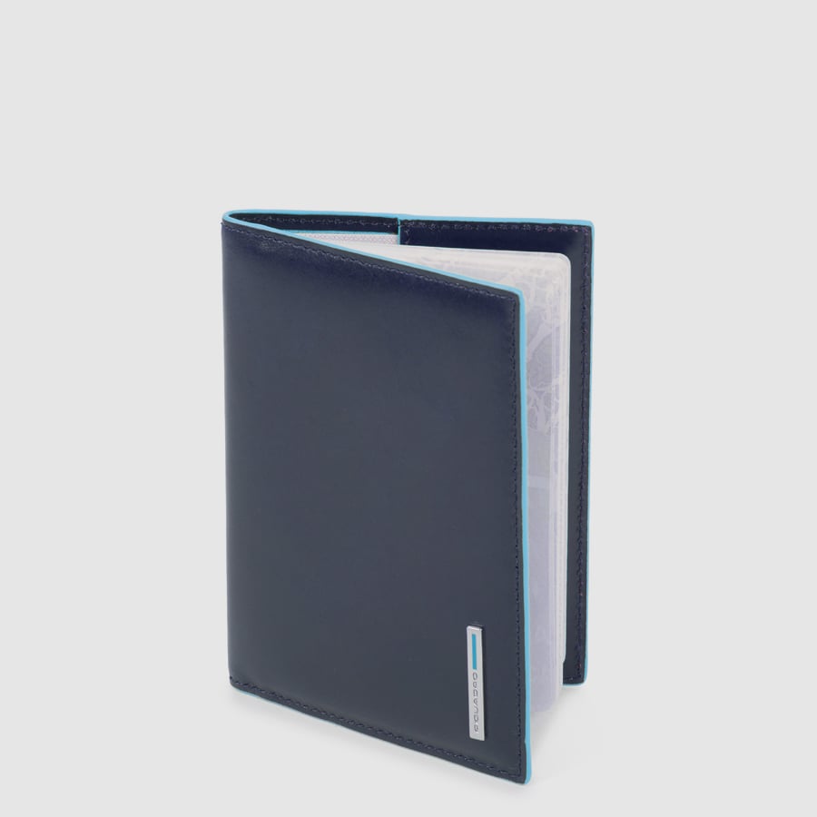 Leather passport holder with removable insert PIQUADRO Blue