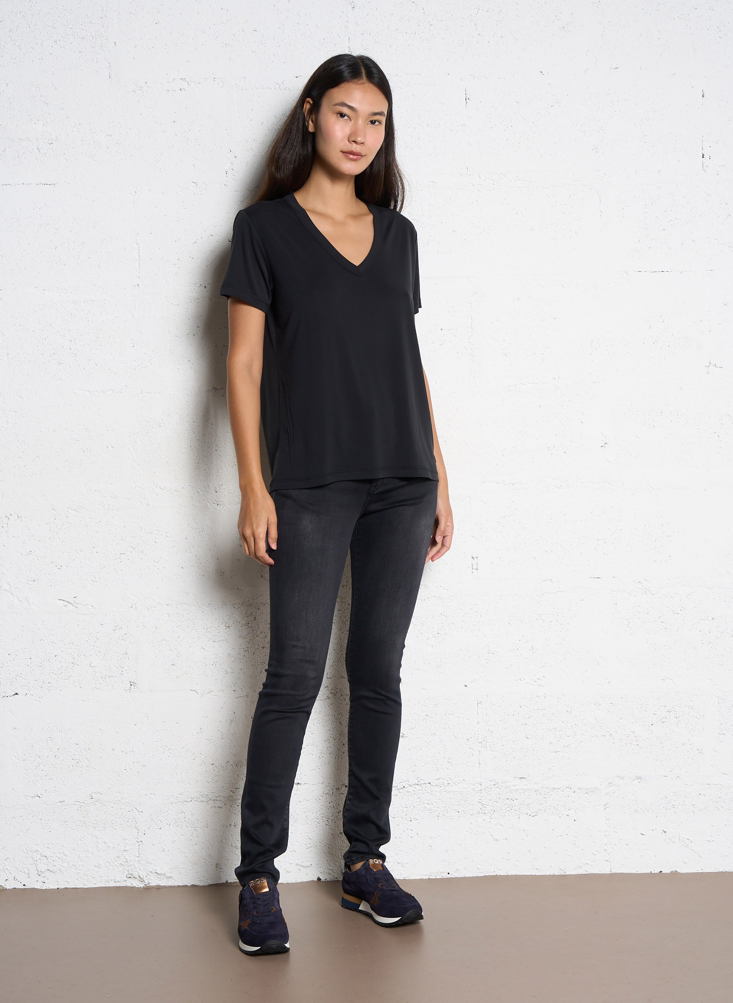 Jean slim en coton mélangé LE TEMPS DES CERISES Noir