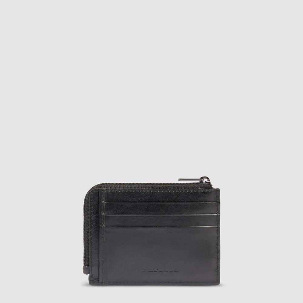 Zippered wallet with credit card slots, document holder, and RFID protection PIQUADRO Black