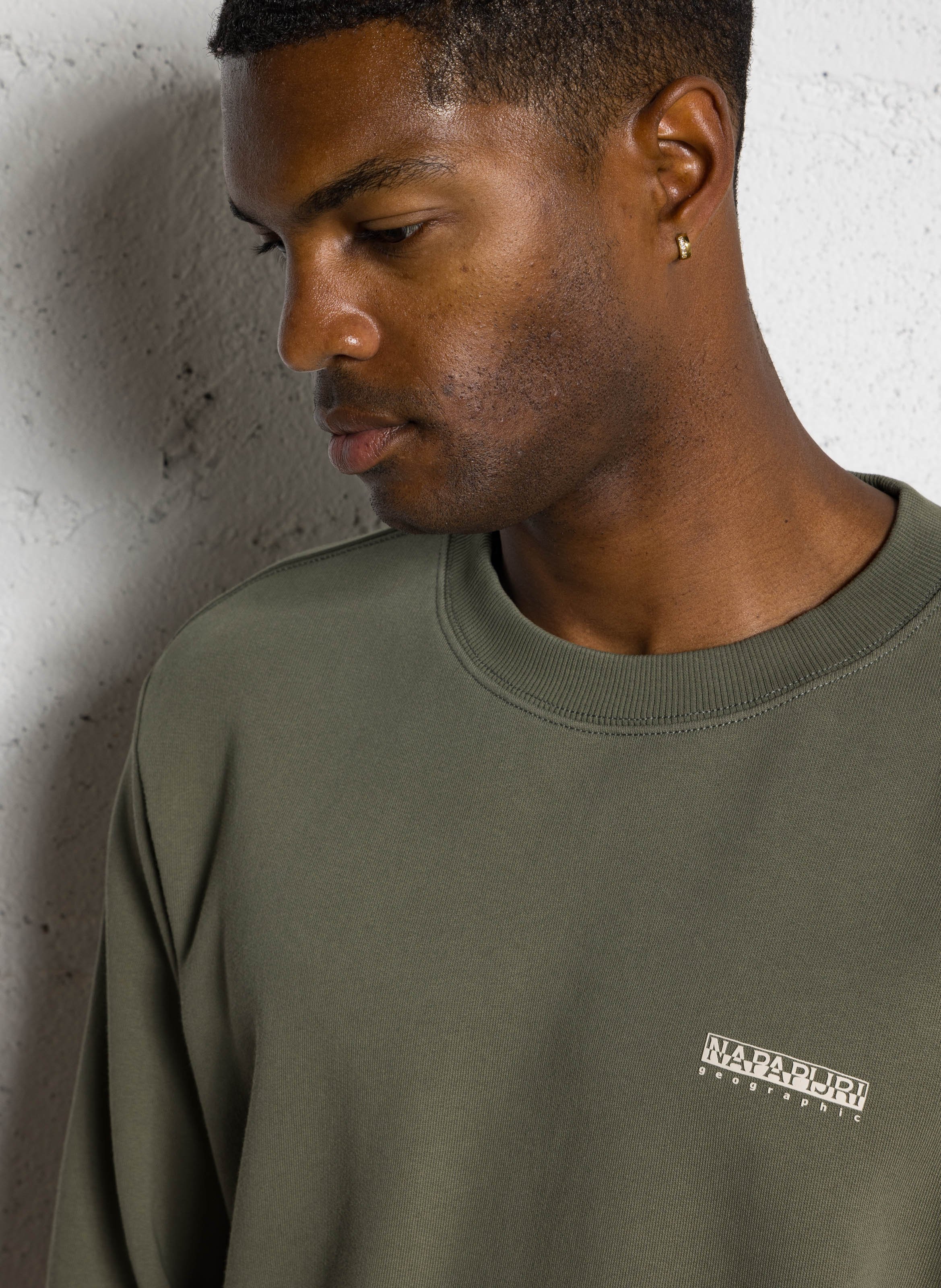 Sweat droit col rond en coton NAPAPIJRI Vert