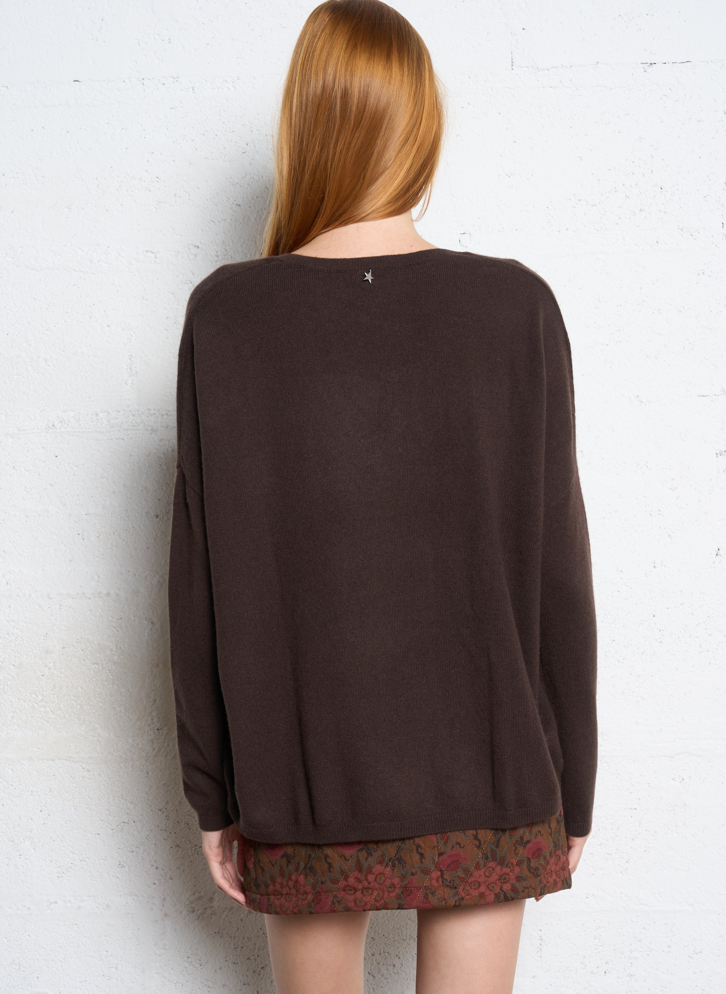 Pull col v en cachemire  SUD EXPRESS Marron