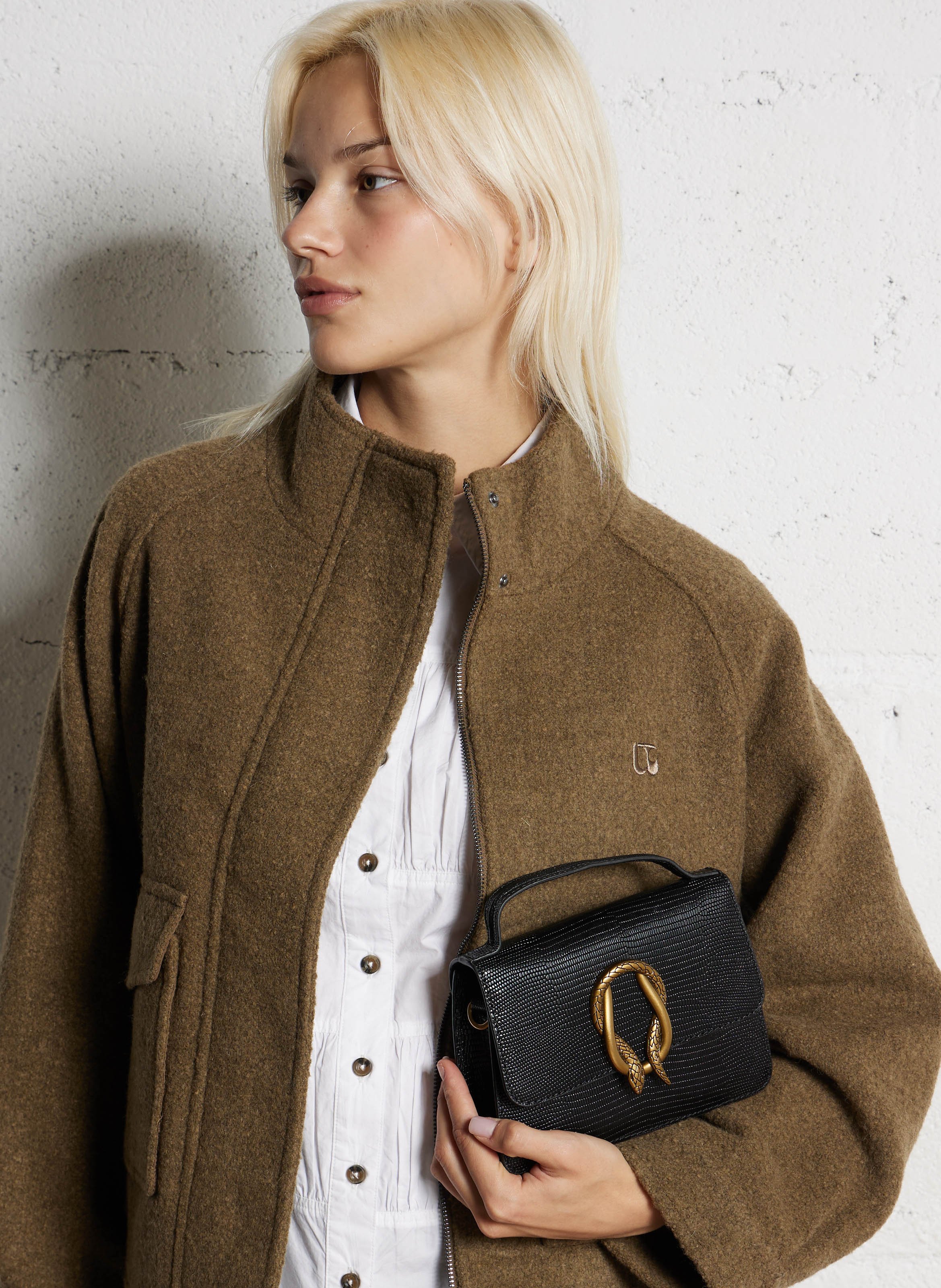 Sac bandoulière en cuir MAISON 123 Noir