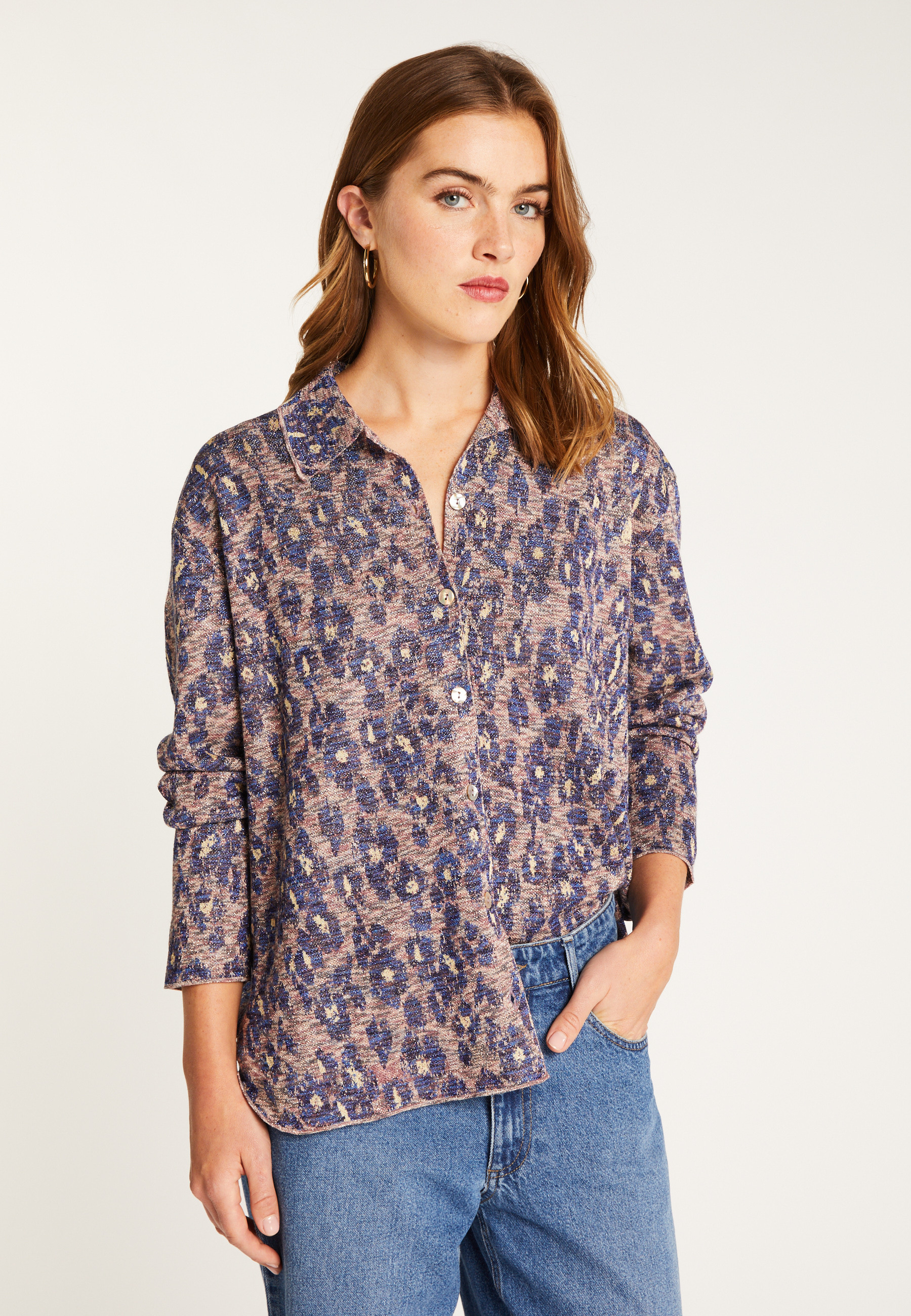 Shirt in iridescent viscose MAISON MONTAGUT Pink