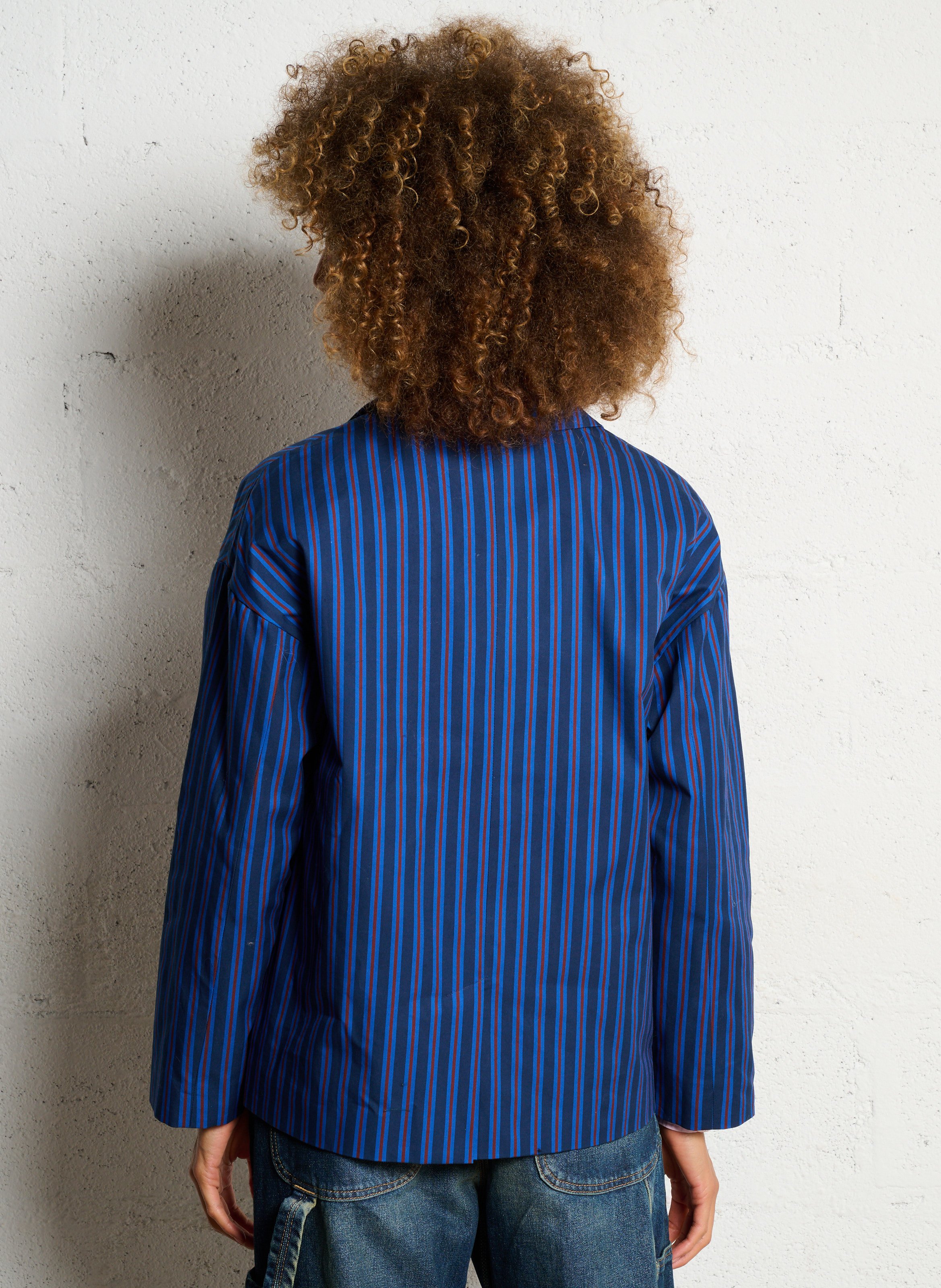 Straight cotton blazer coat THE TINY BIG SISTER Blue