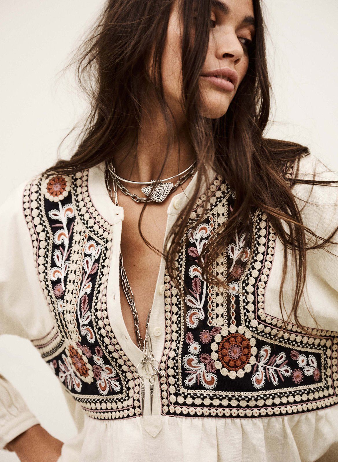 Rechte top met ronde hals van katoen BA&SH Beige