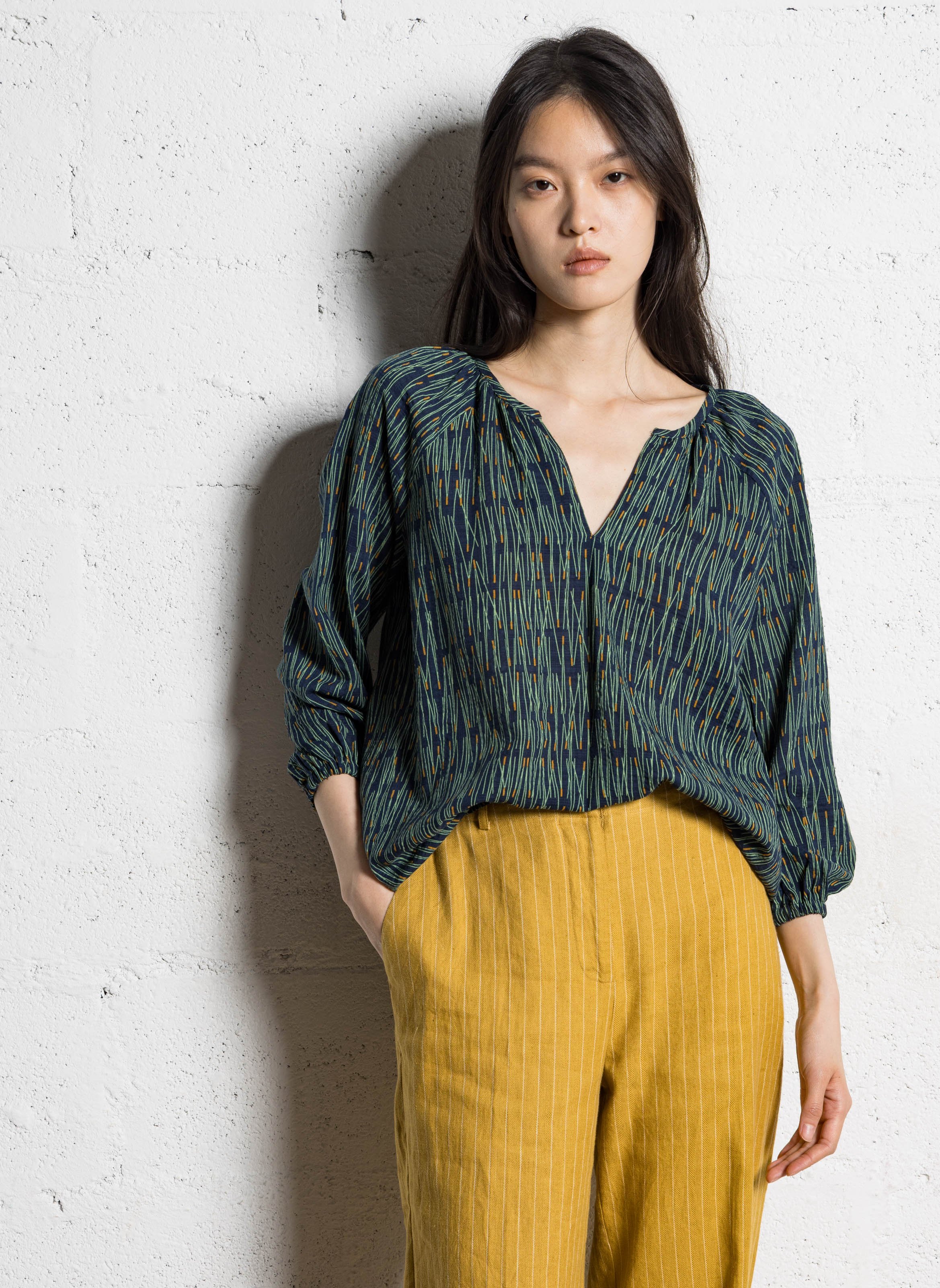 Blouse imprimée en coton mélangé NICE THINGS Bleu