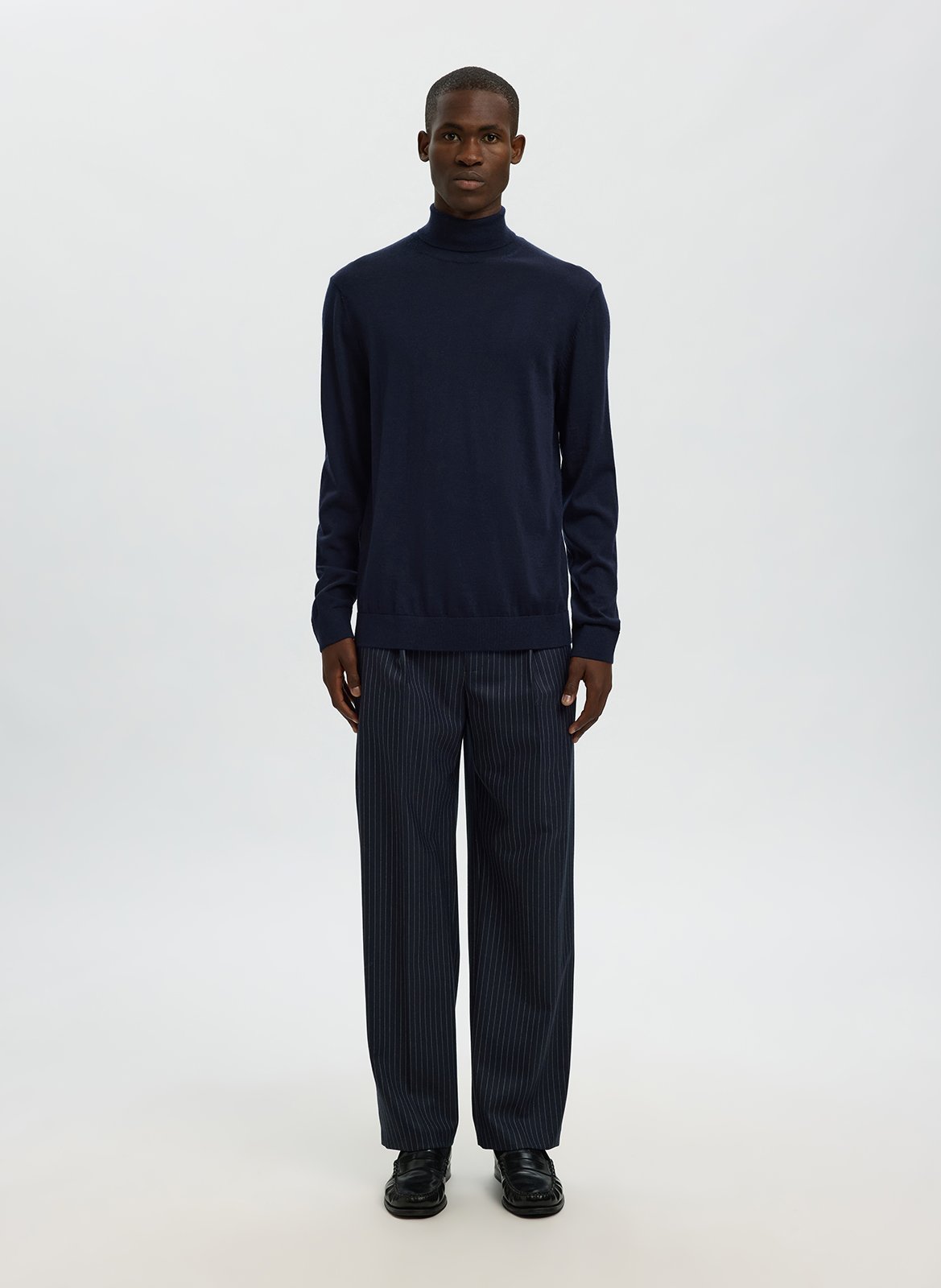 Col roulé regular-fit en laine mérinos SELECTED Bleu