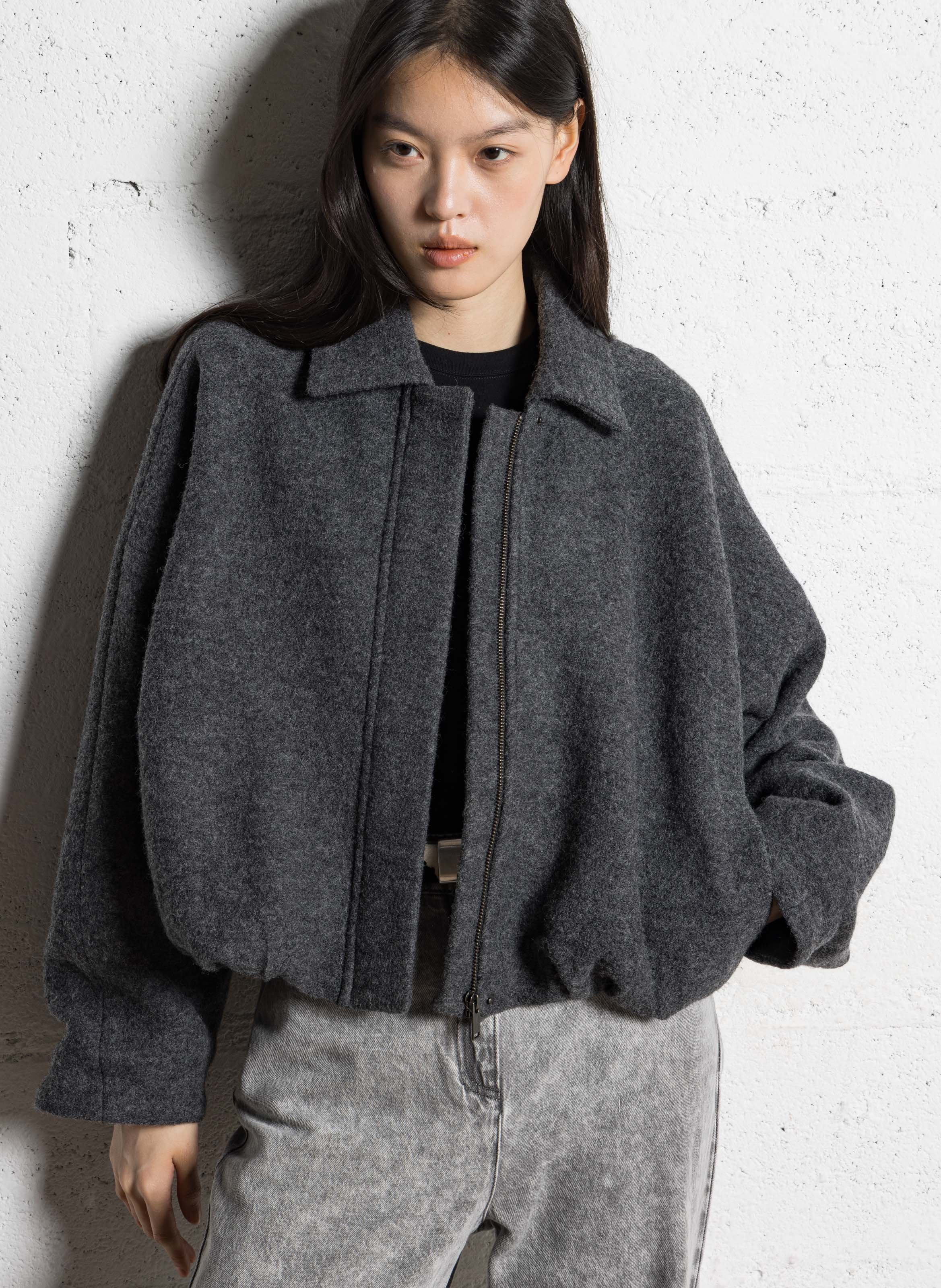 Oversized jas met klassieke kraag van wol IKKS Grijs