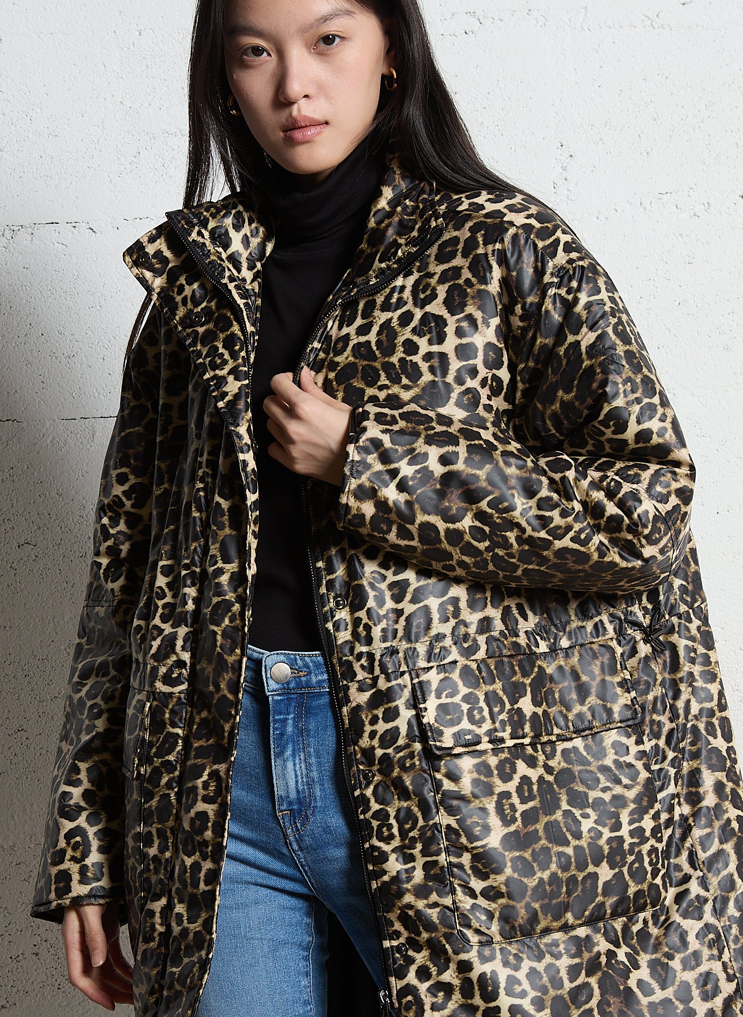 Doudoune col montant à imprimé leopard BERENICE Multicolore