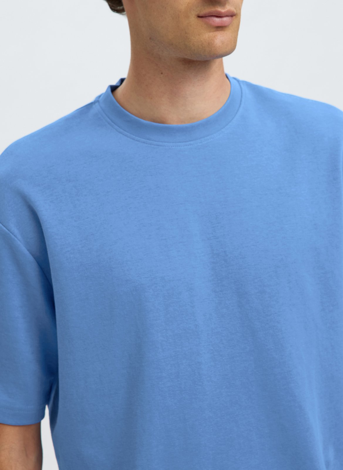 Oversized organic cotton blend t-shirt SELECTED Blue