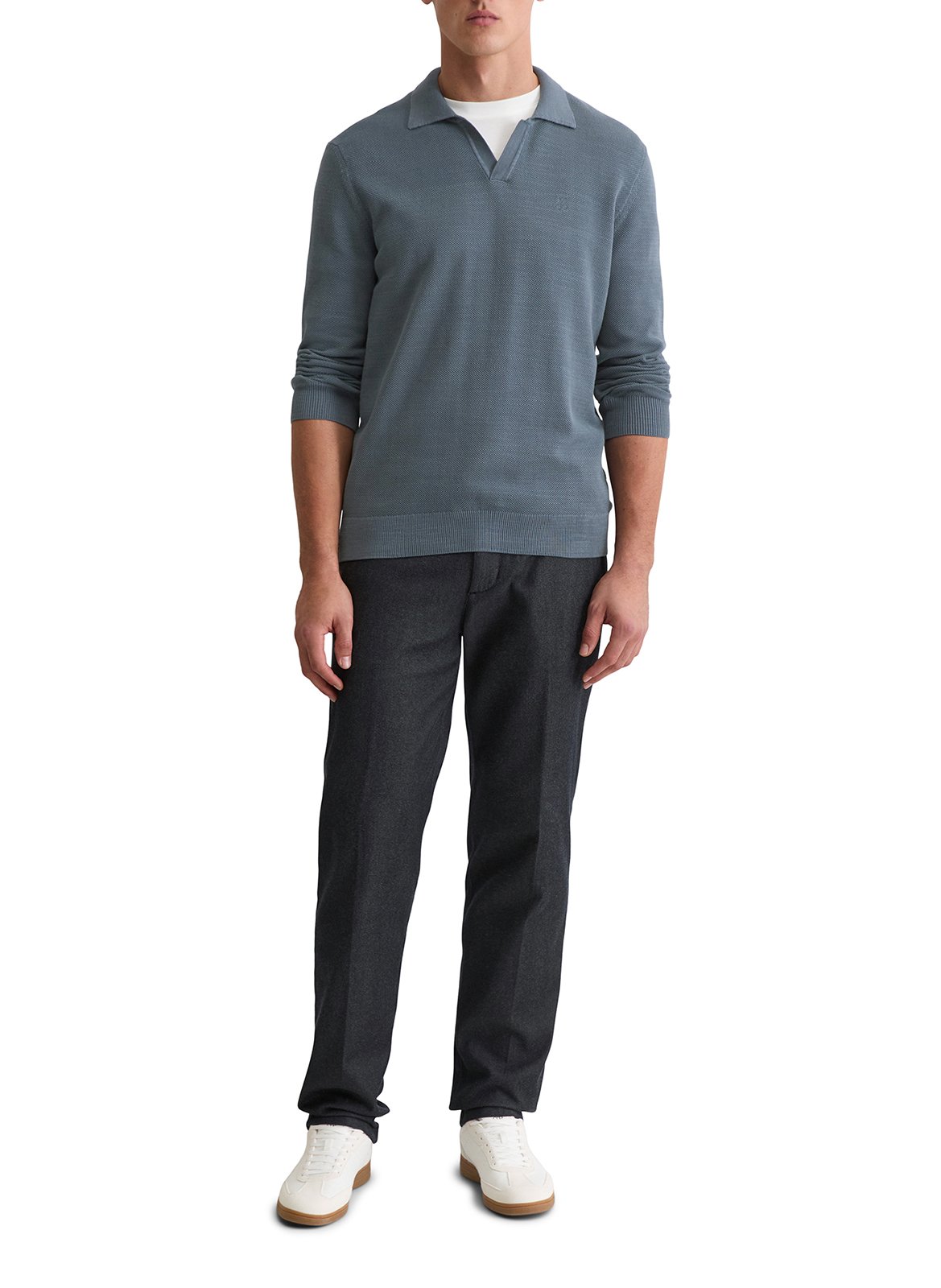 Pull col V en coton MARC O'POLO Bleu