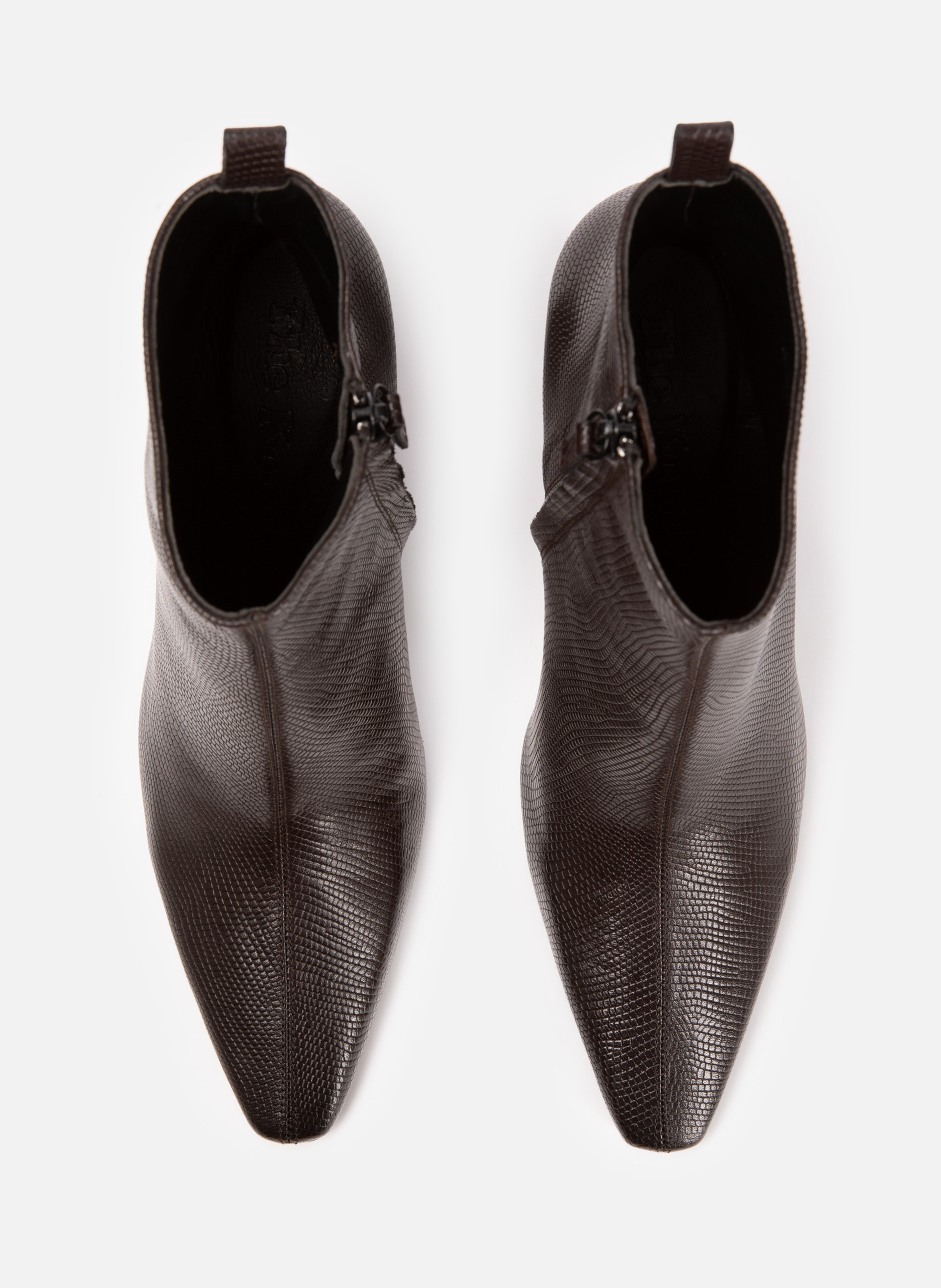 Lizard effect leather boots THE KOOPLES Brown