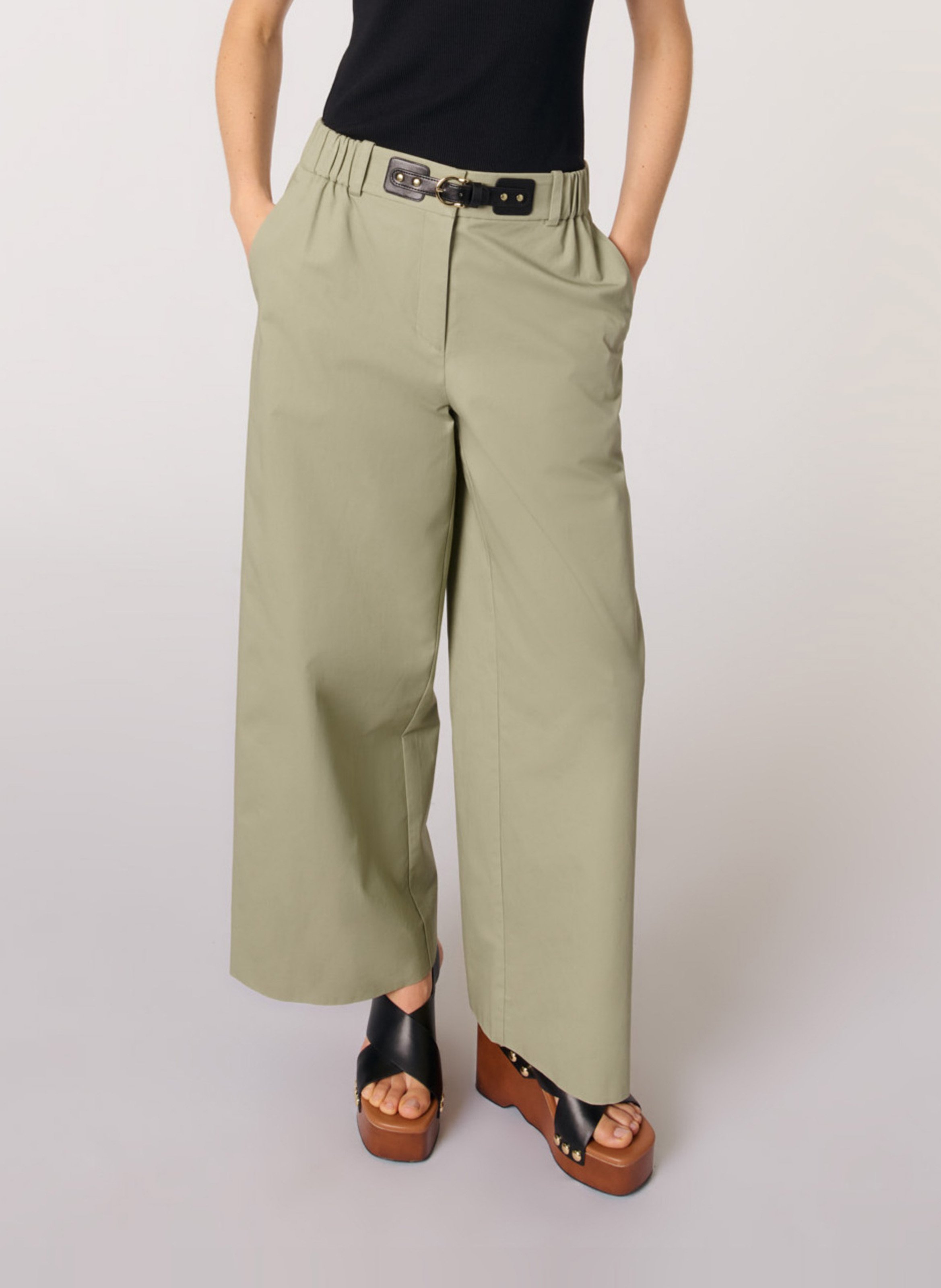 Wide cotton trousers  MAJE Khaki