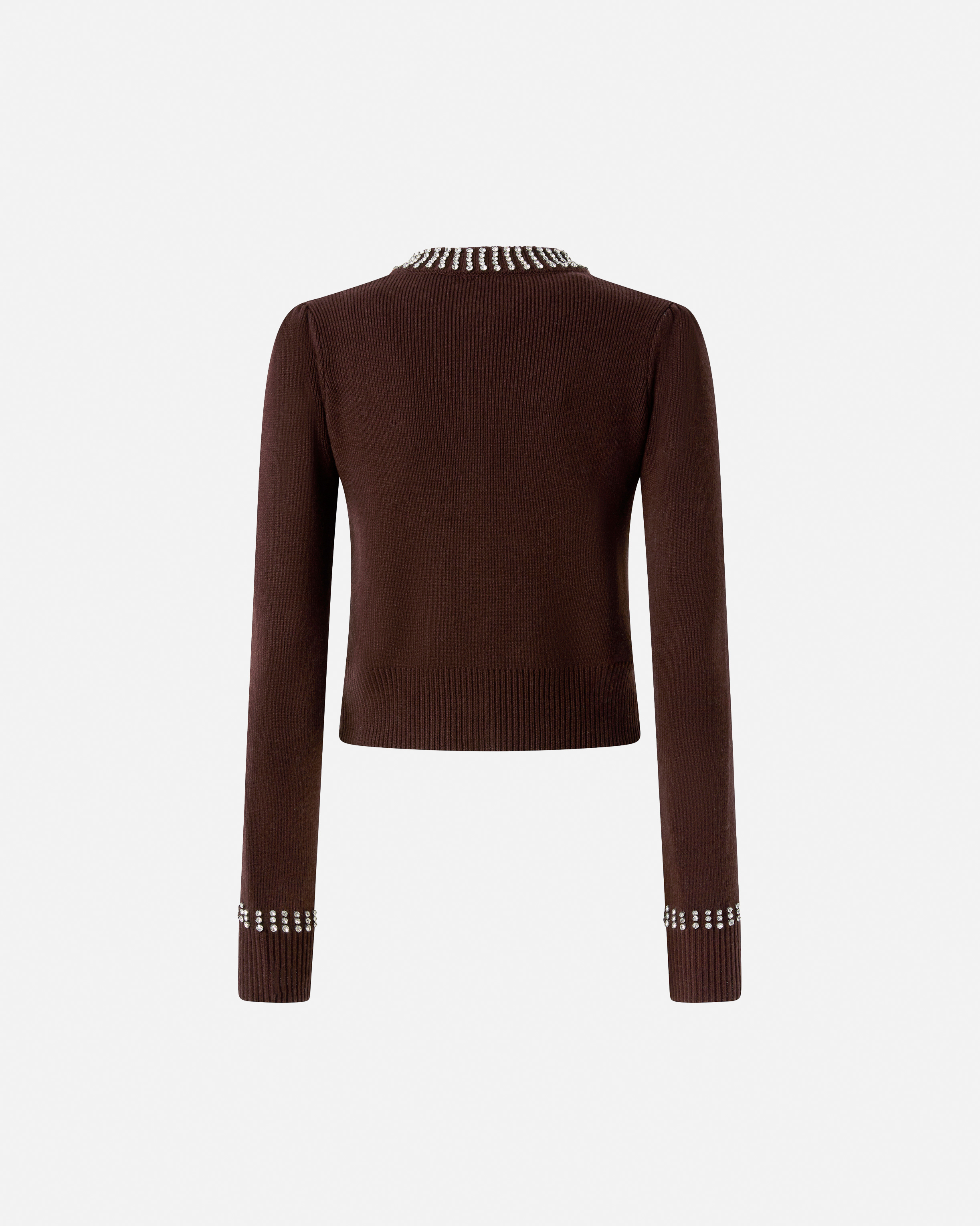 Round neck cardigan with rhinestones PINKO Brown