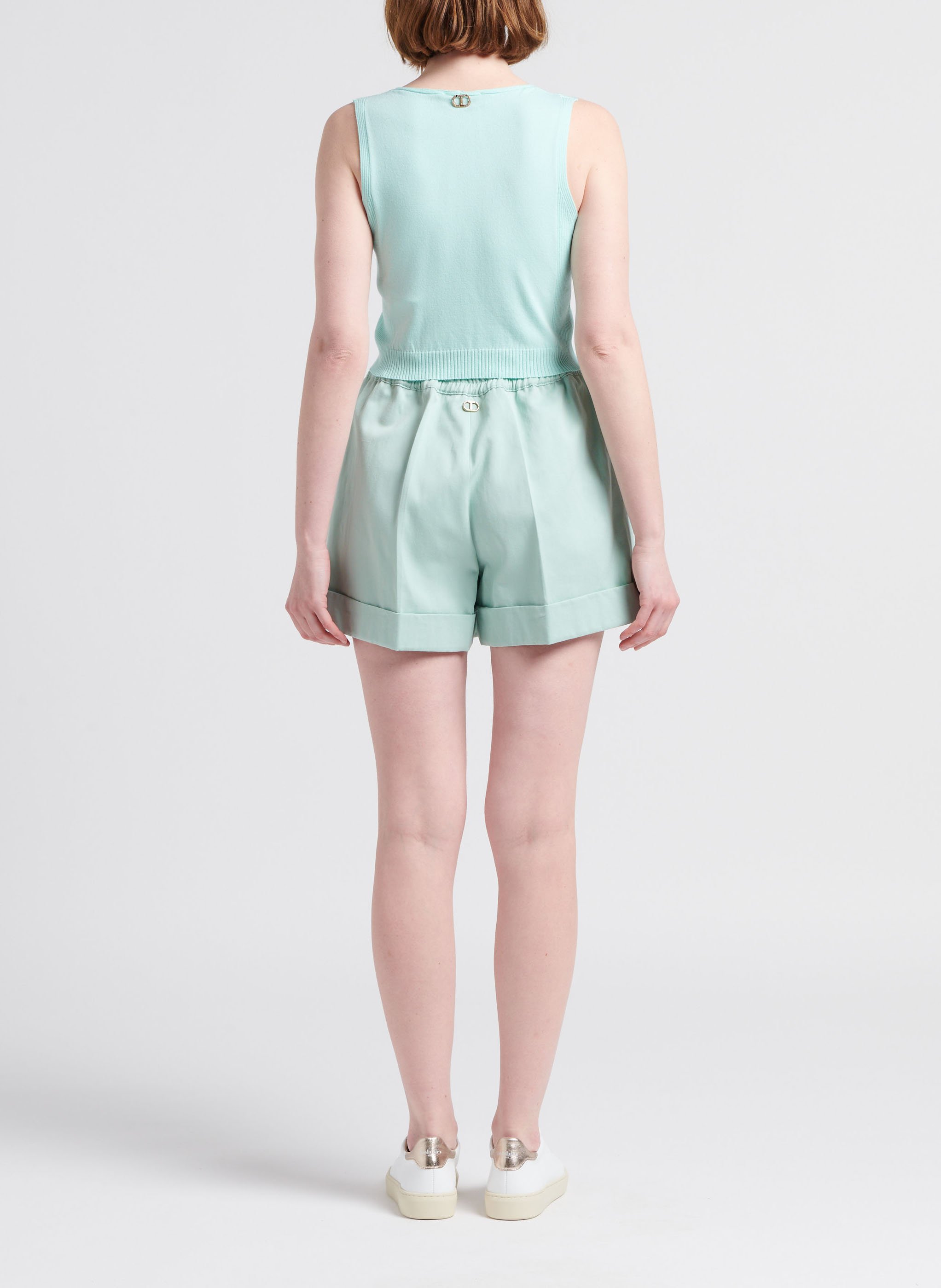 Short chino en coton et lin  TWINSET Vert