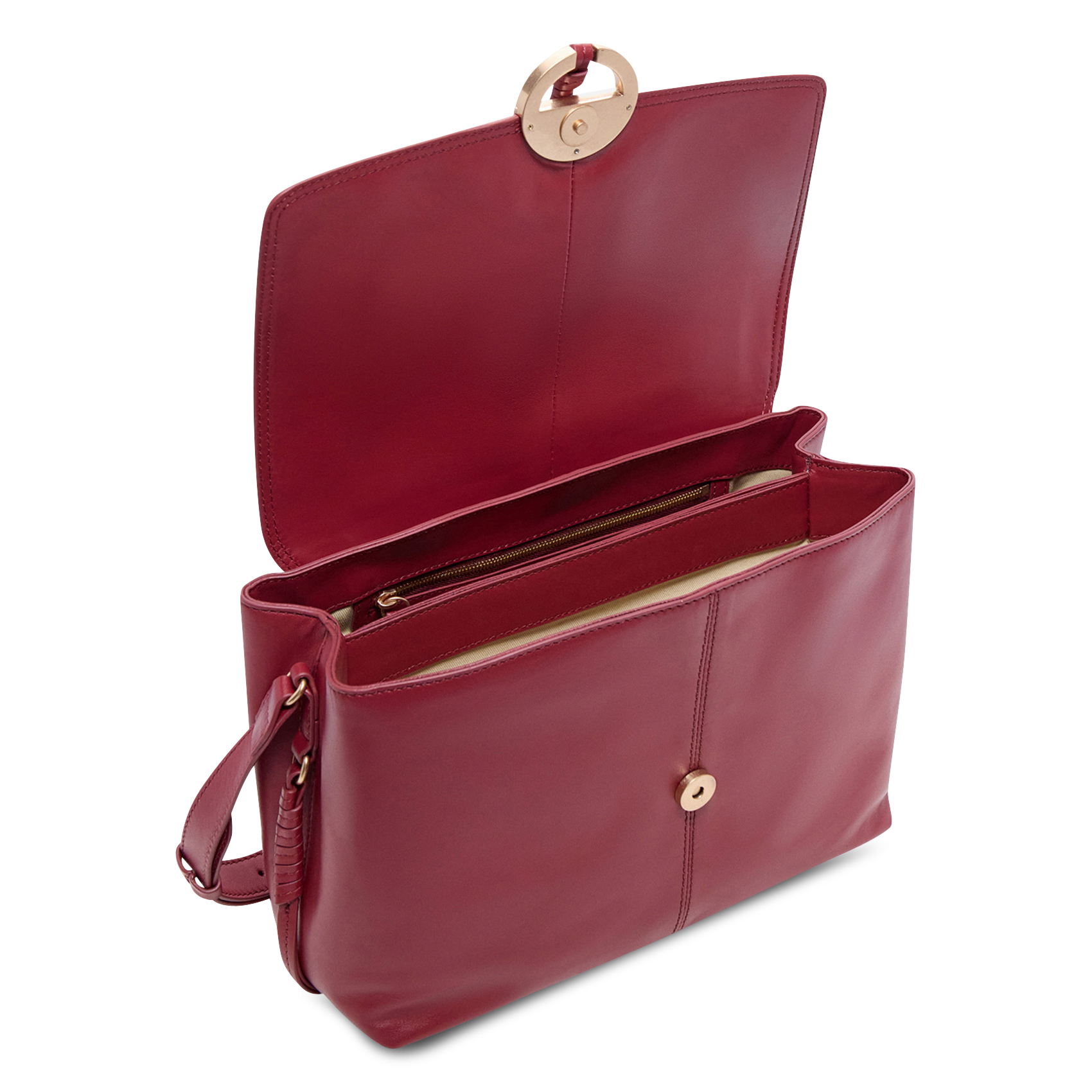 Schoudertas van flexibel leer Rood