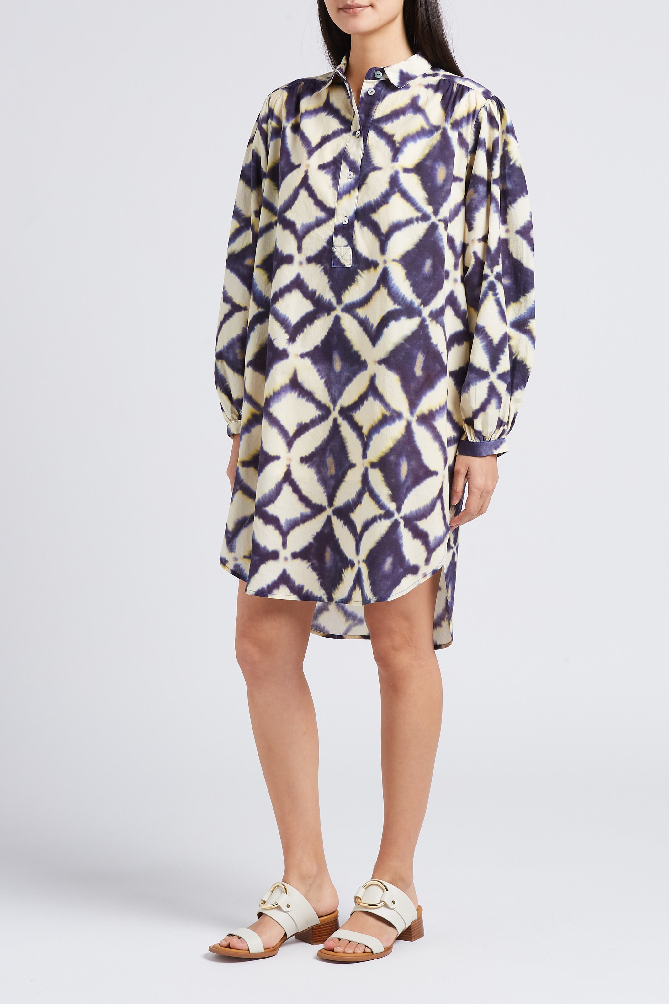 Kurzes Hemdblusenkleid mit klassischem Kragen und Print BELLEROSE Grau