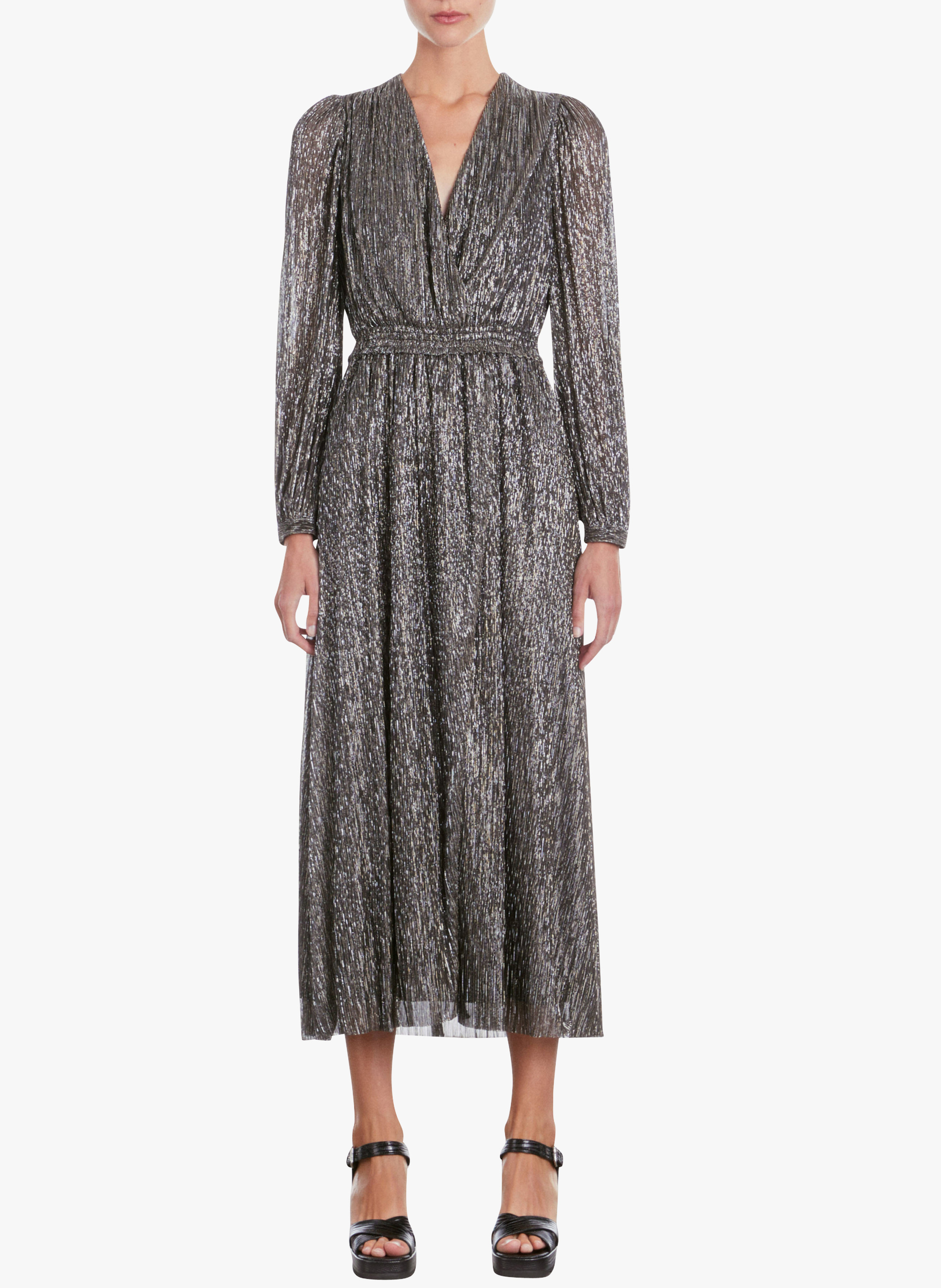 Robe longue col V  THE KOOPLES Gris
