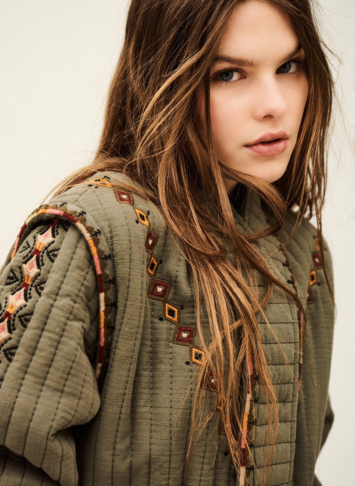 Veste col châle en coton BA&SH Kaki