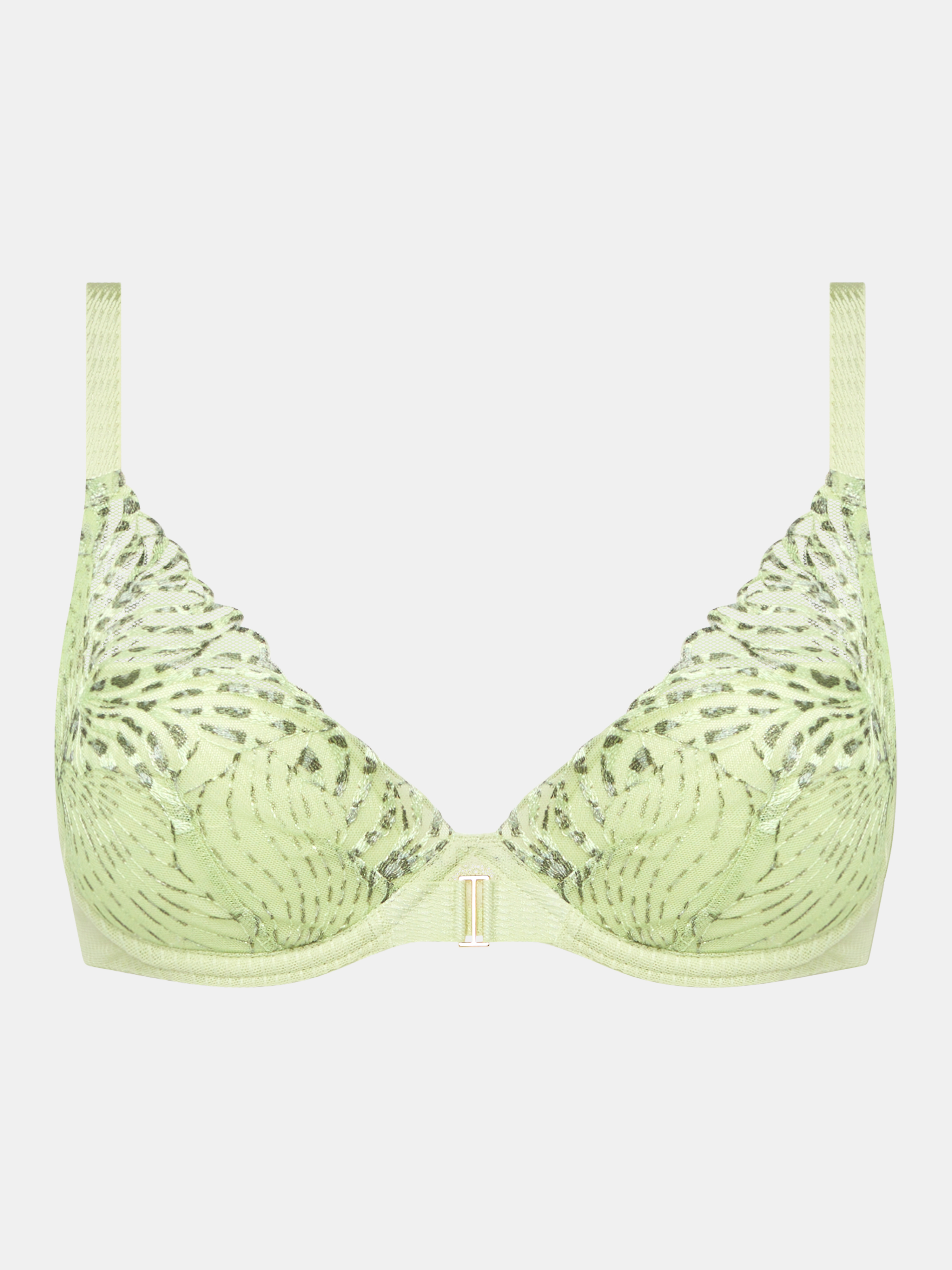 Plunging padded bra with embroidery CHANTELLE Green