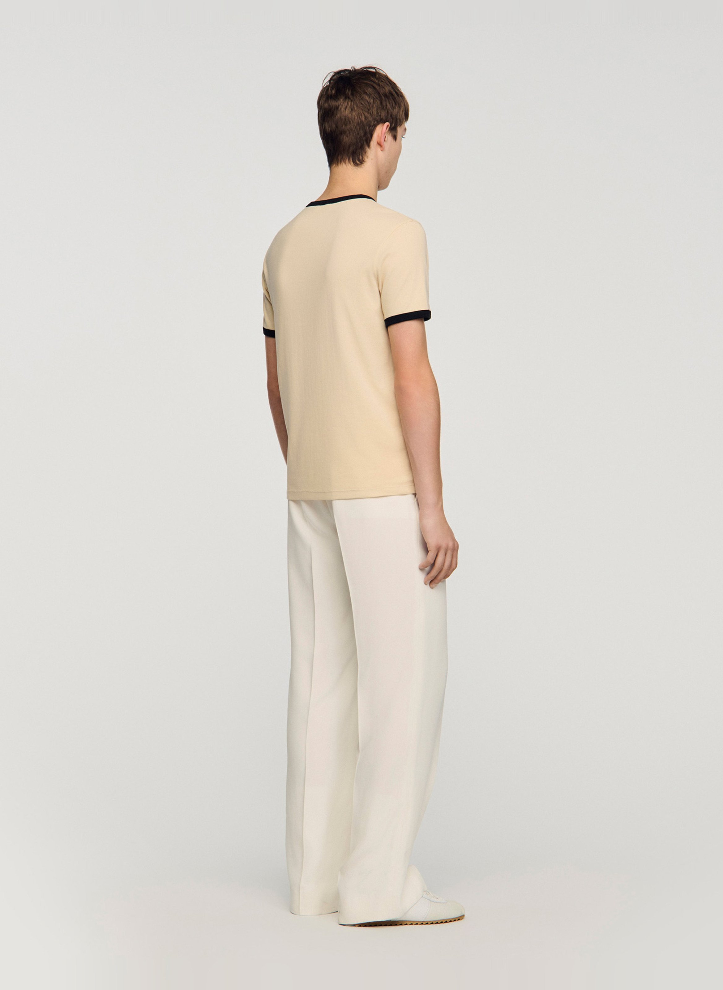 Tee-shirt droit en coton SANDRO Beige