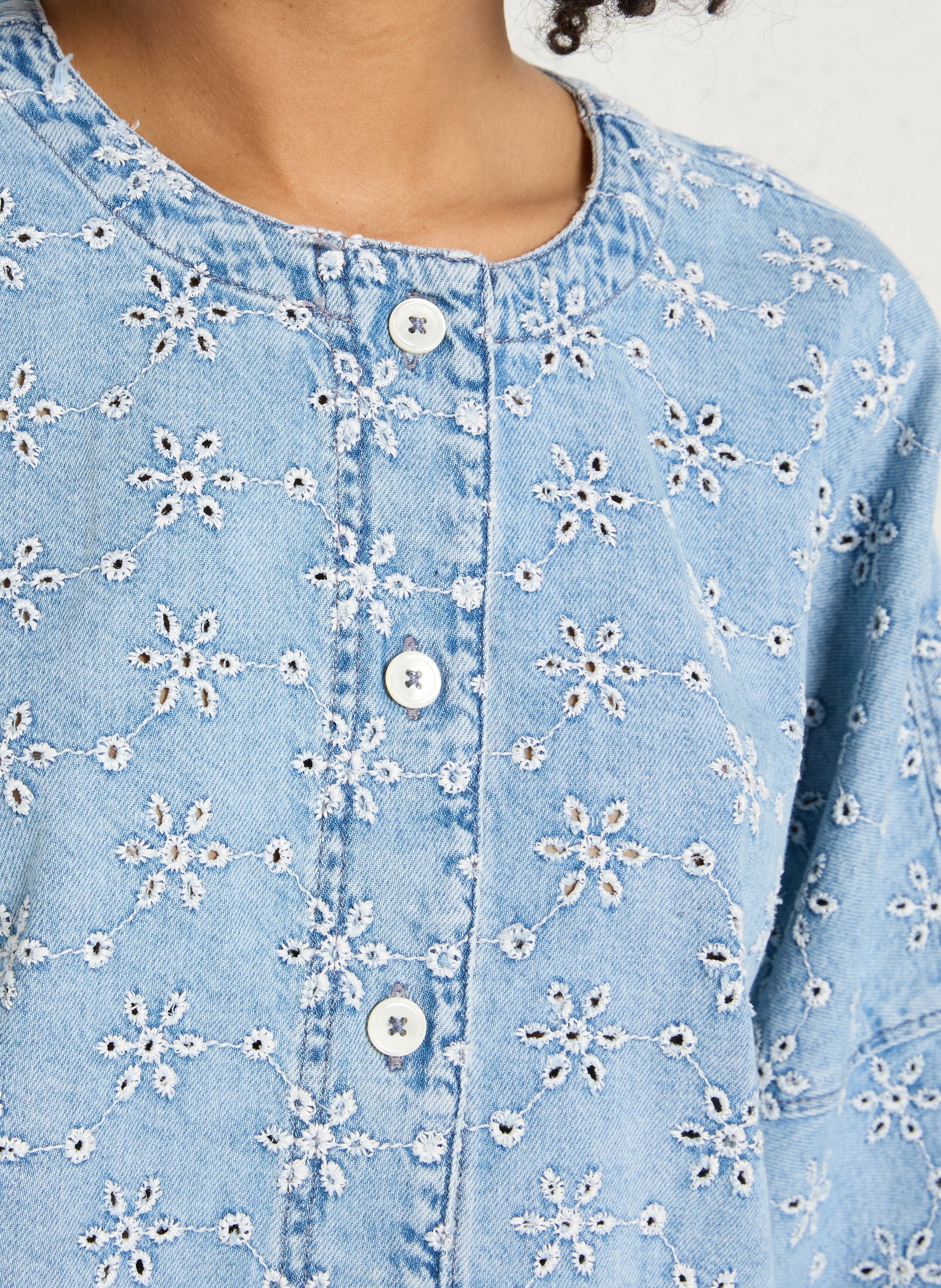 Round neck denim jacket BELLEROSE Blue