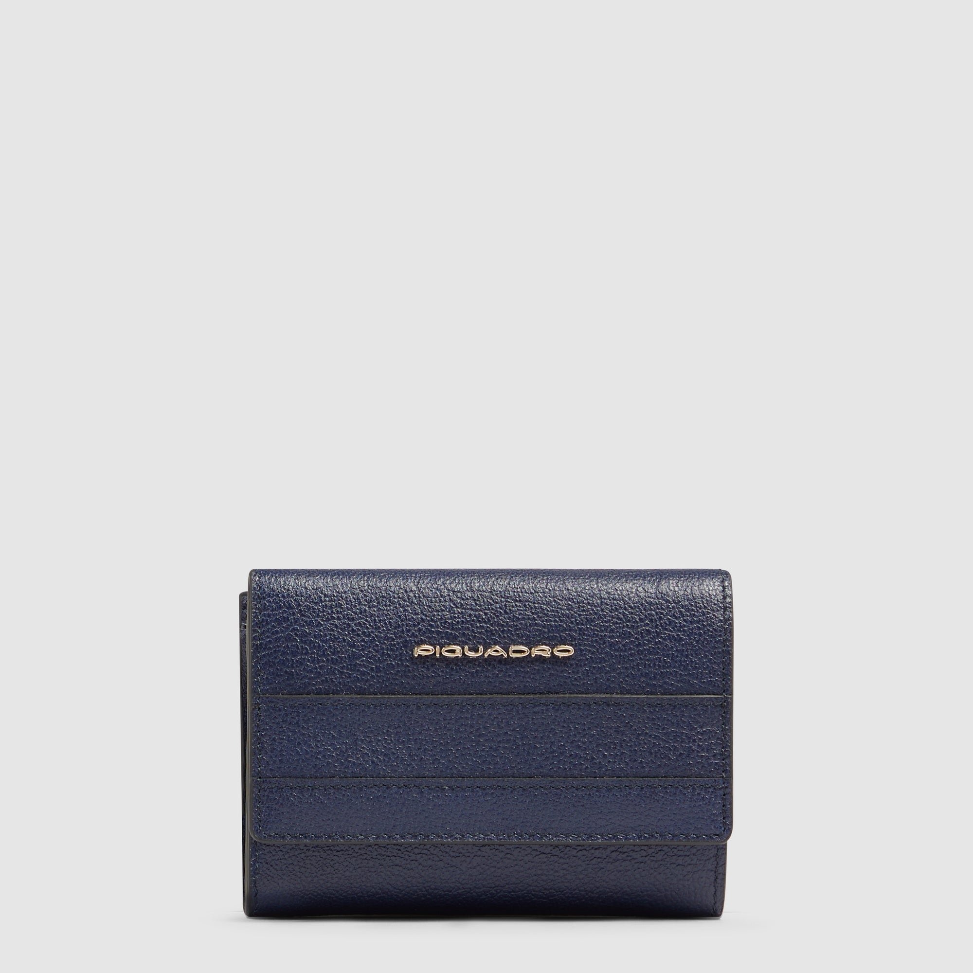 Women's three-fold wallet, small size PIQUADRO Blue