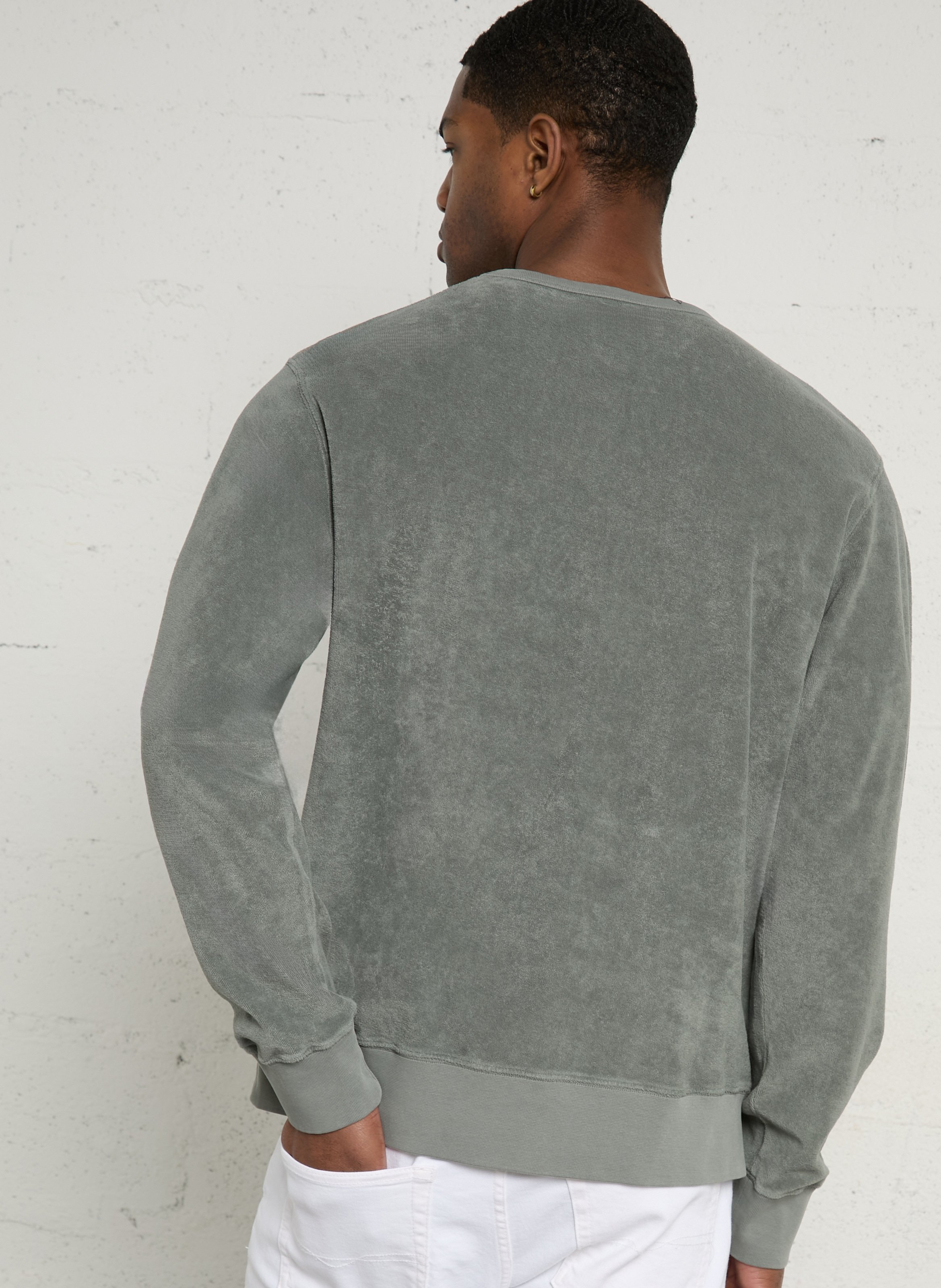 Sweat large uni en maille éponge HARTFORD Gris