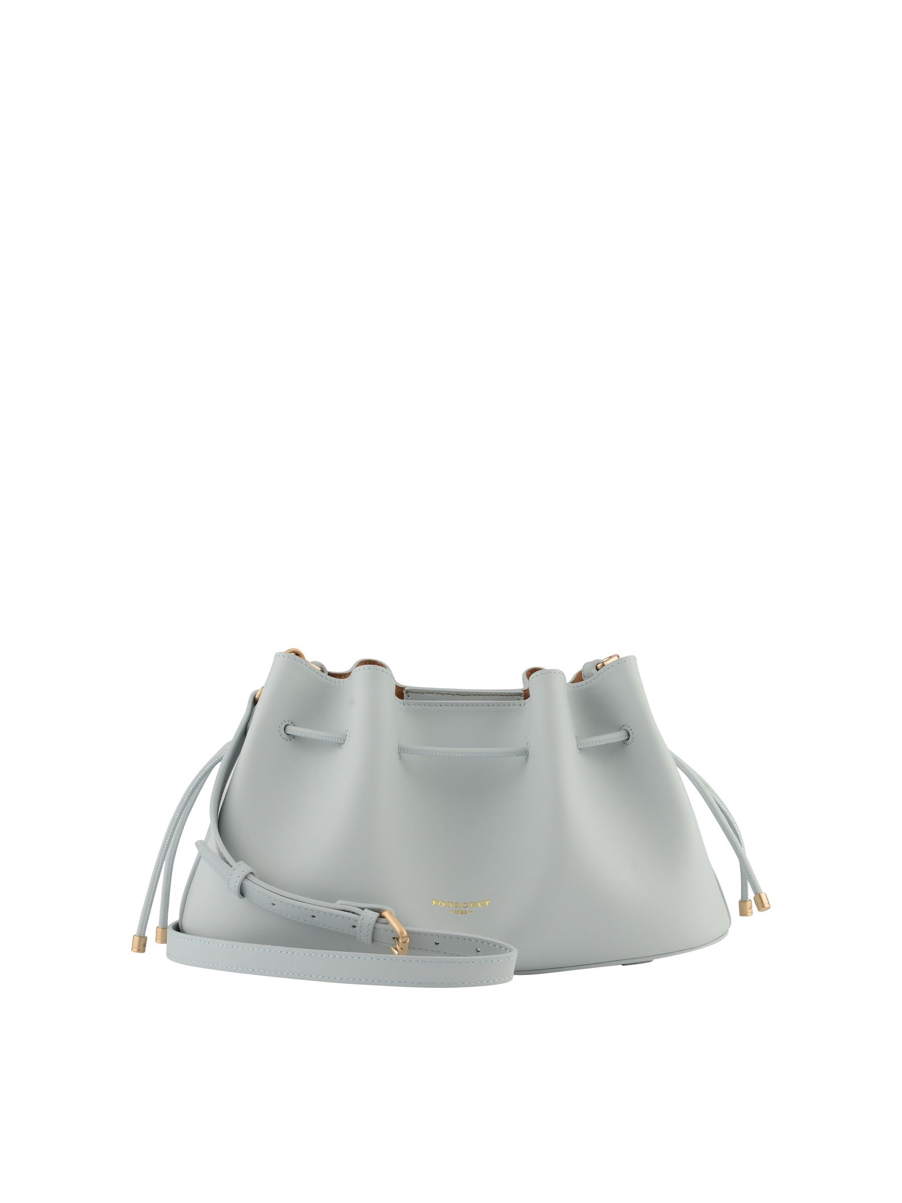 Calfskin leather shoulder bag POURCHET Blue