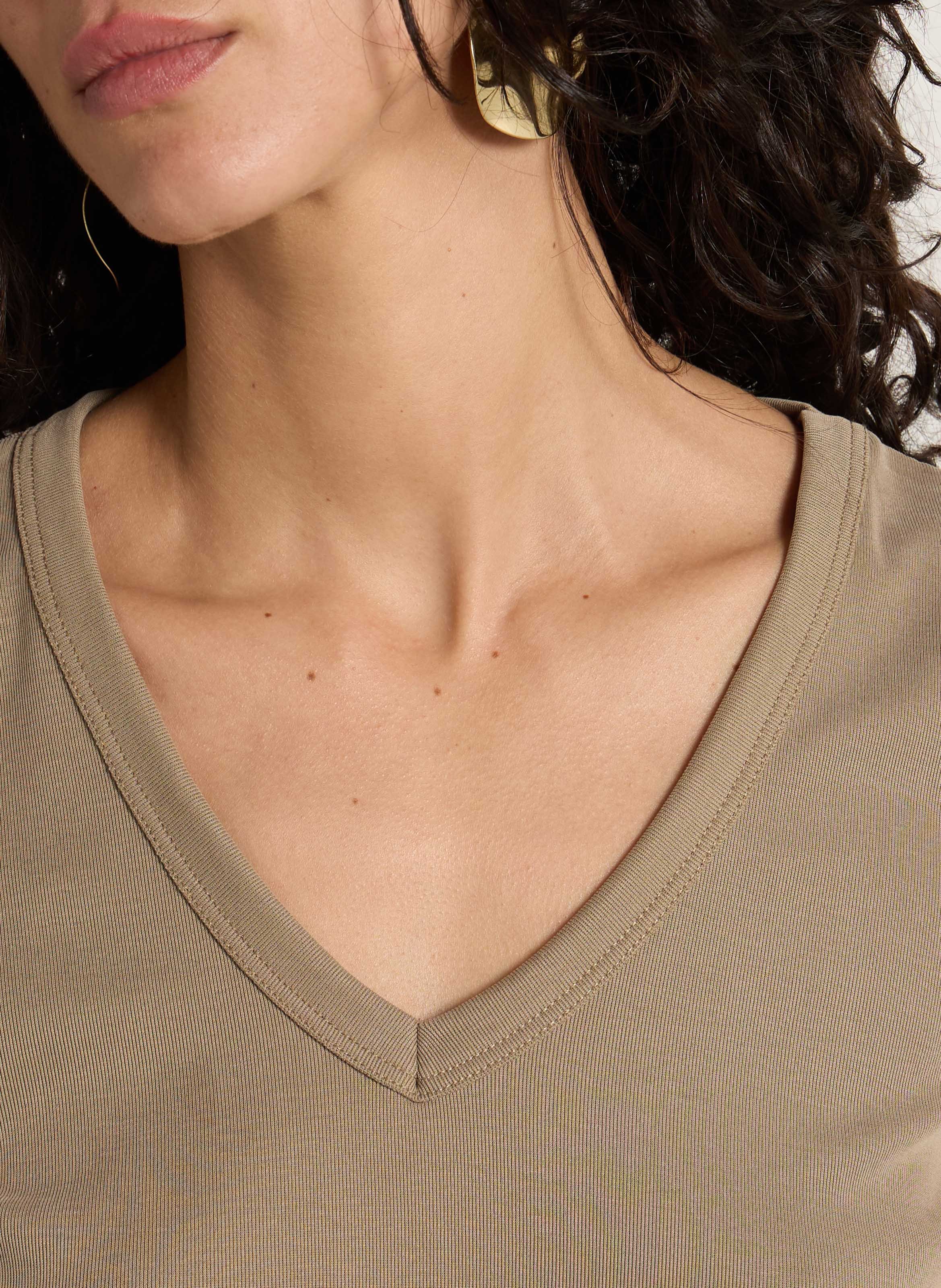 Tee-shirt droit col V IMPERIAL Beige