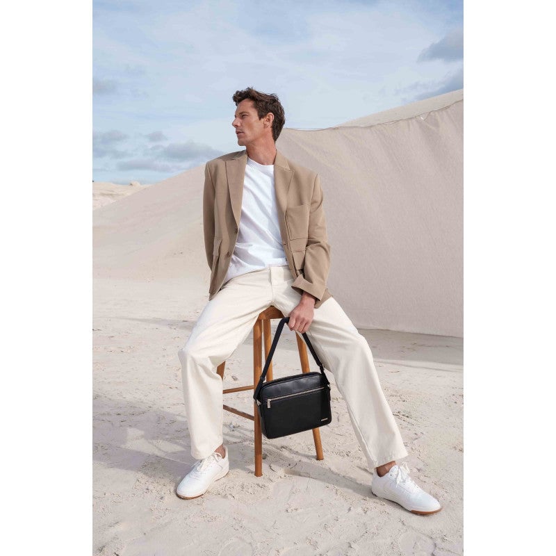 Crossbody bag in cowhide leather POURCHET Black