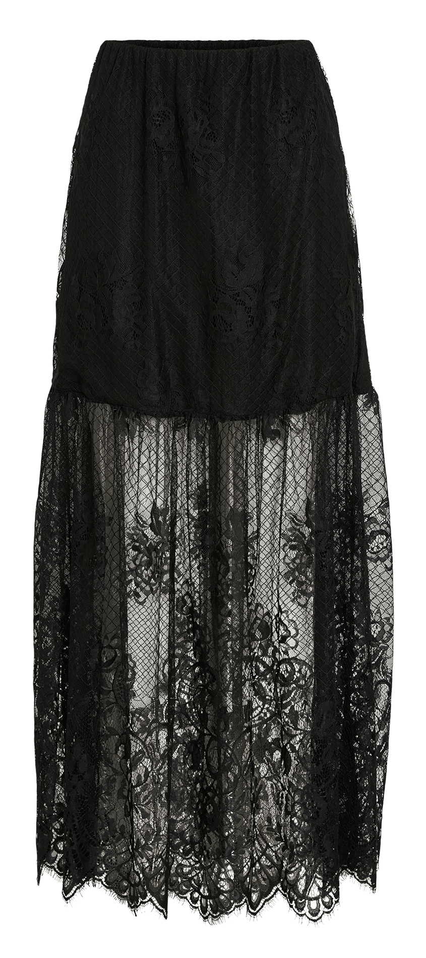 Langer Spitzenrock ROUGE EDIT Grau