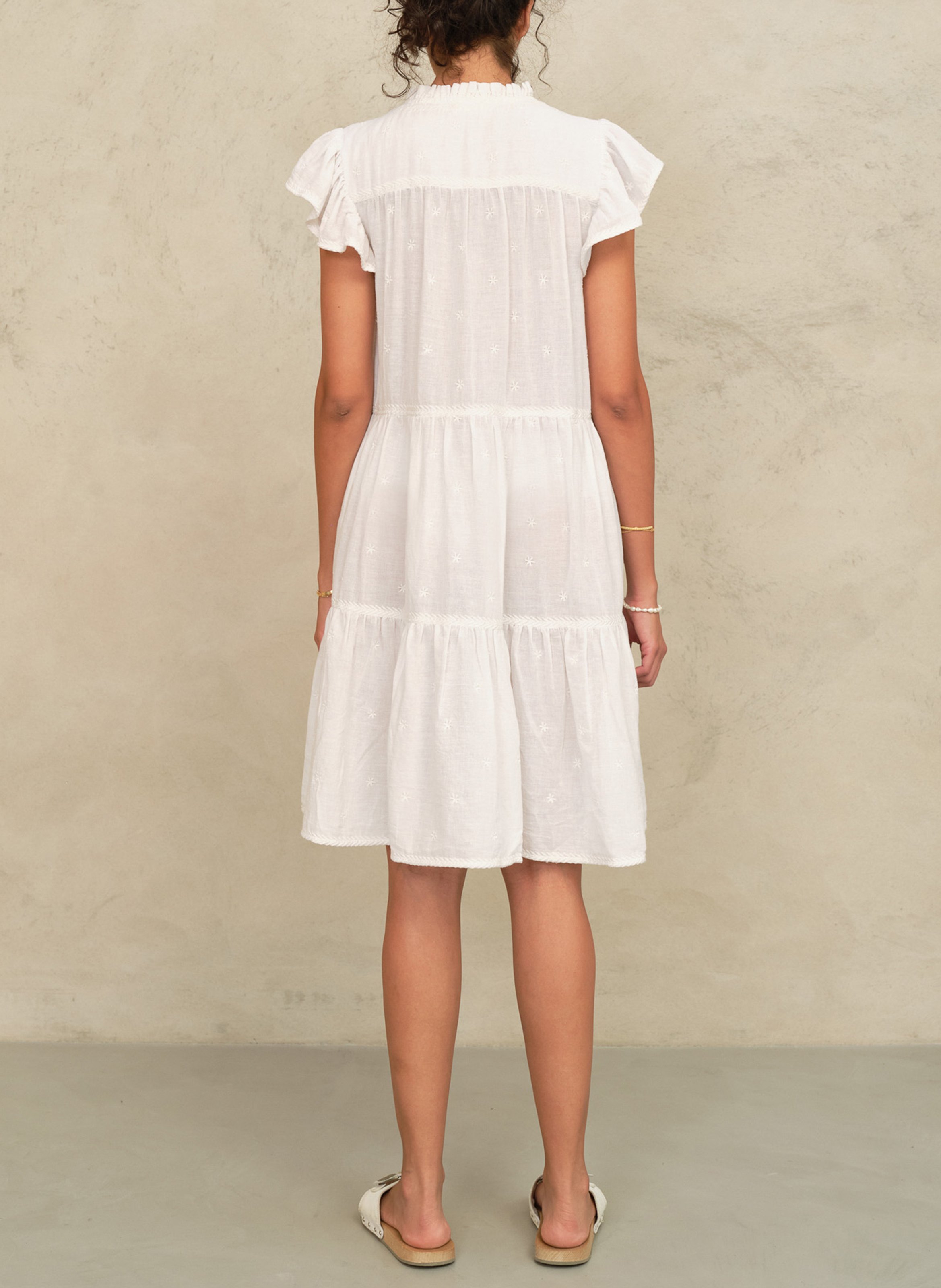 Cotton dress with Victorian collar M.A.B.E White