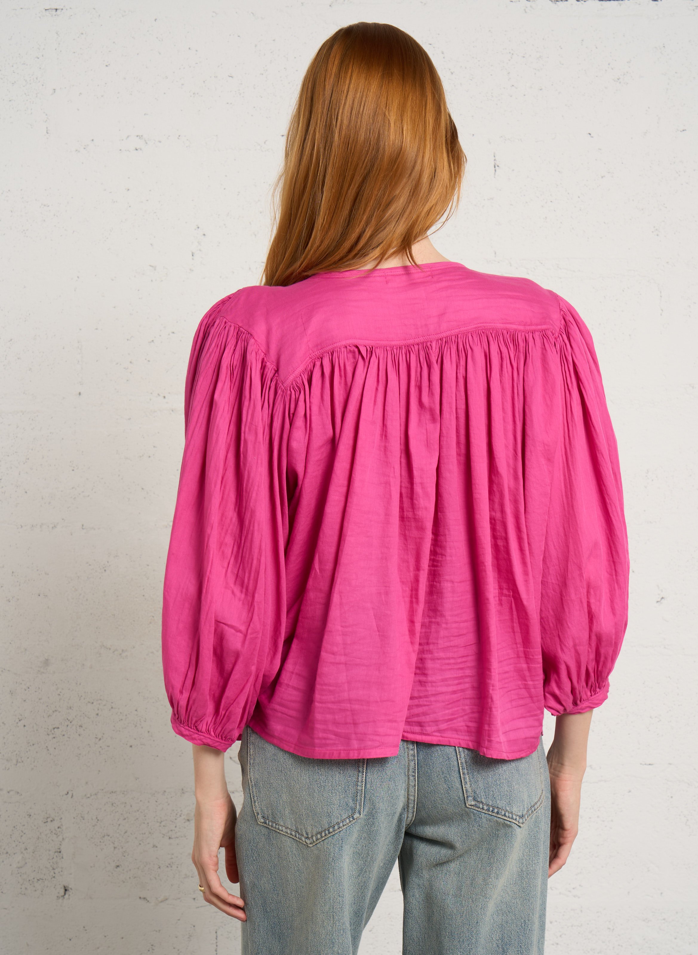 Rundhalsausschnitt-Bluse aus Baumwolle BELLA JONES Rosa