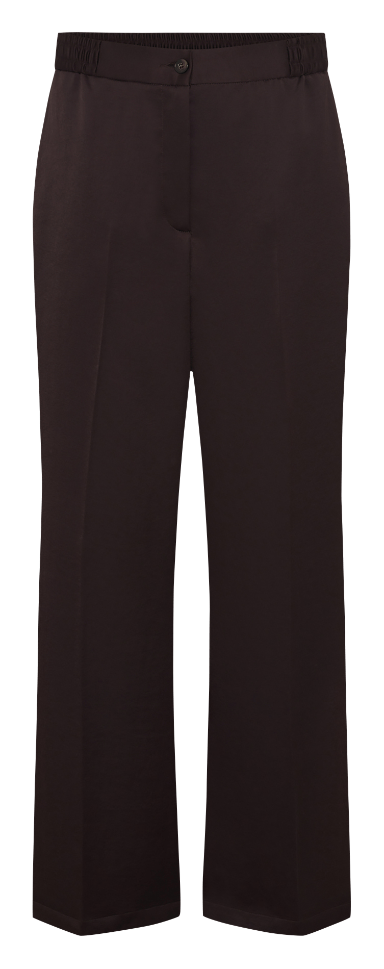 Pantalon droit taille haute en satin uni GERARD DAREL Marron