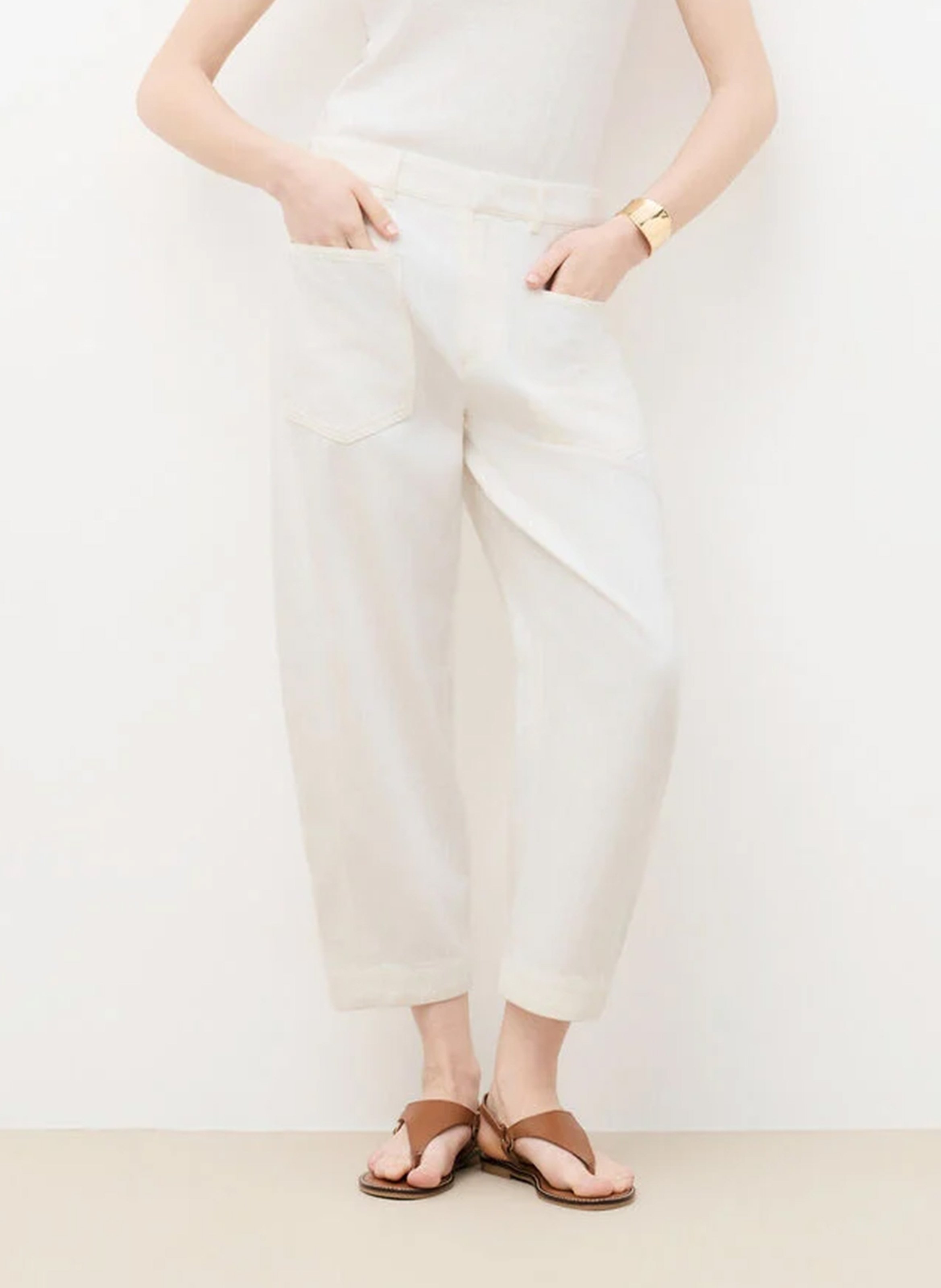 Pantalon large en coton CAROLL Beige