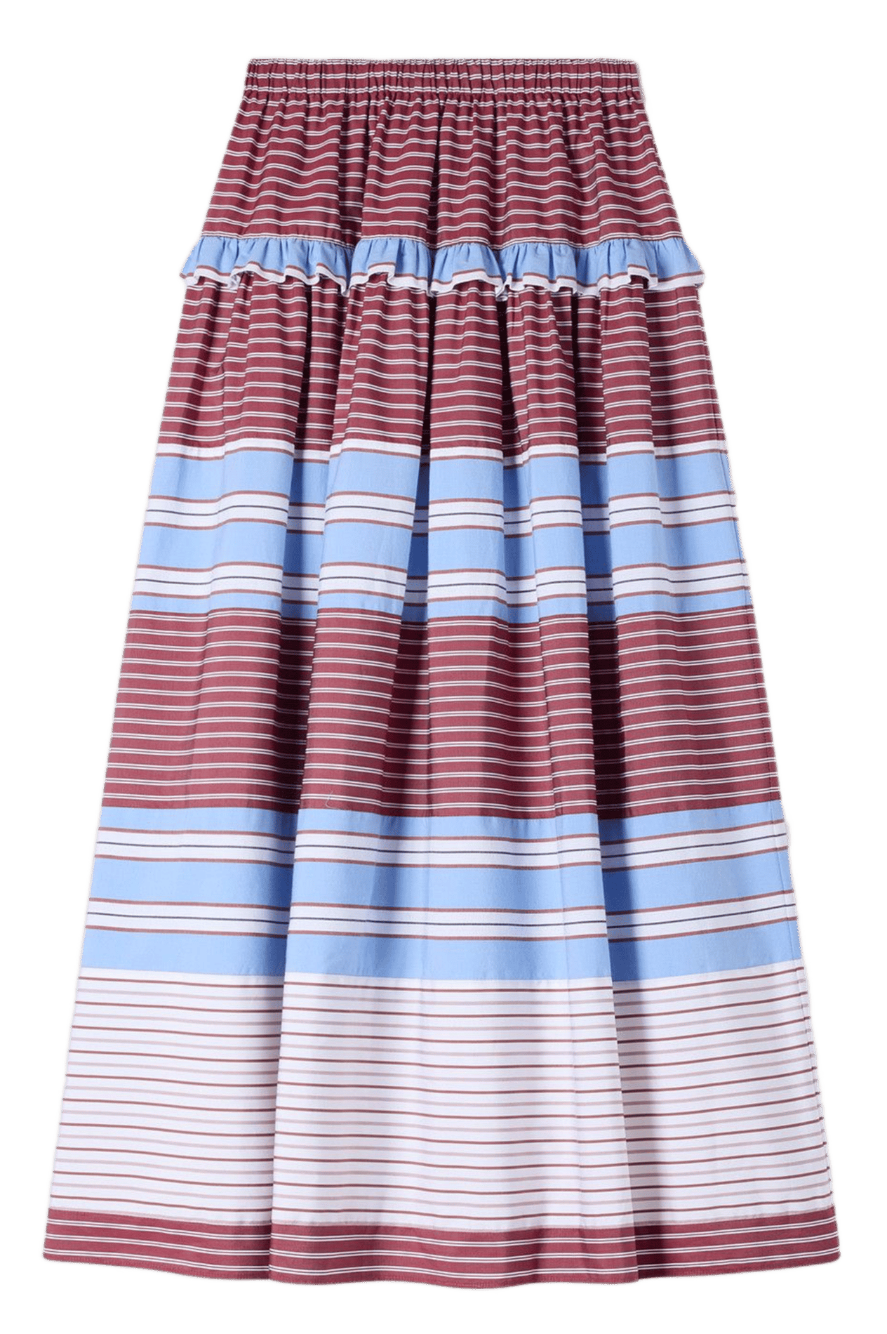 Jupe longue en coton rayé SANDRO Rouge