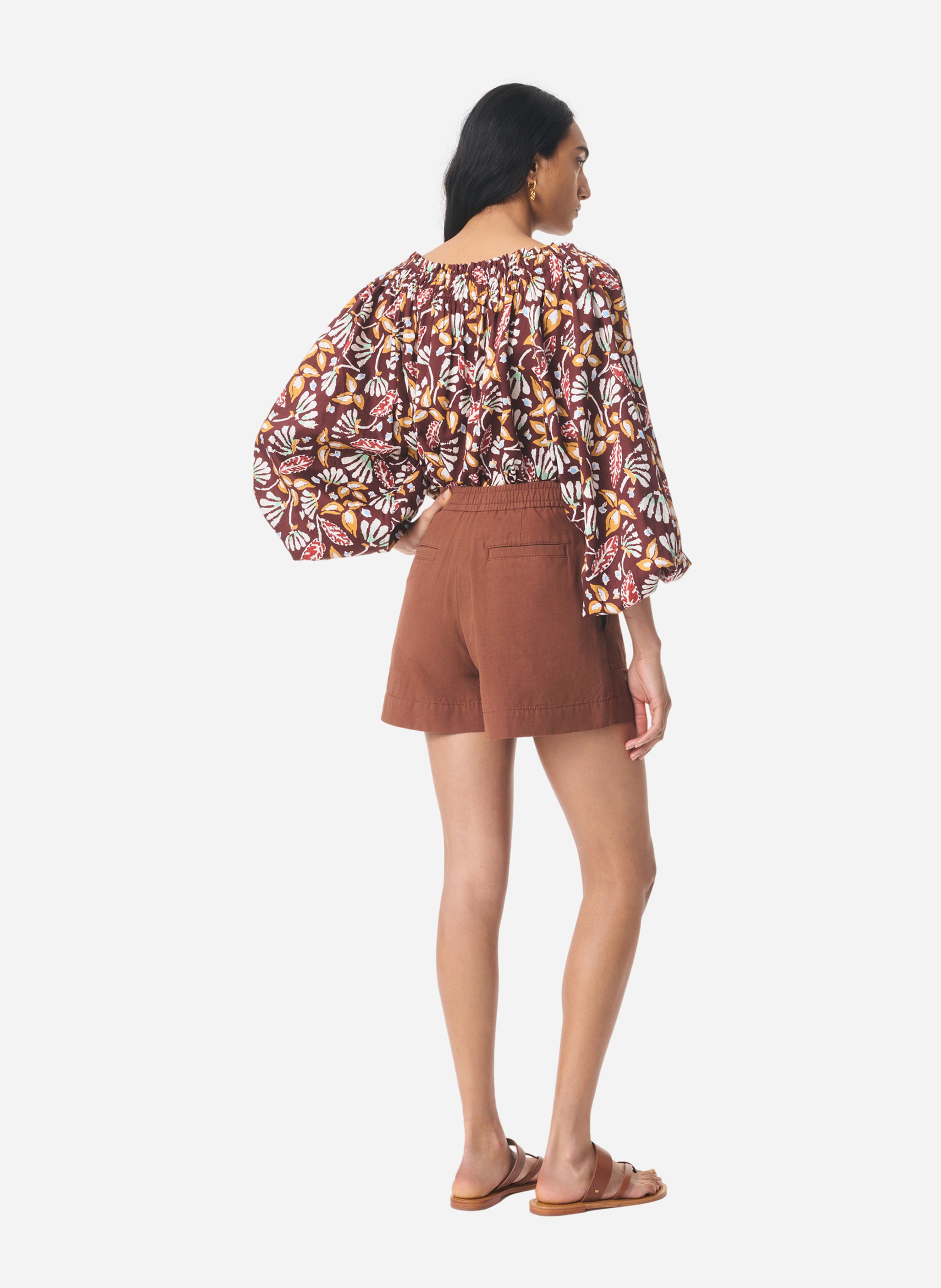 Short taille haute droit uni VANESSA BRUNO Marron