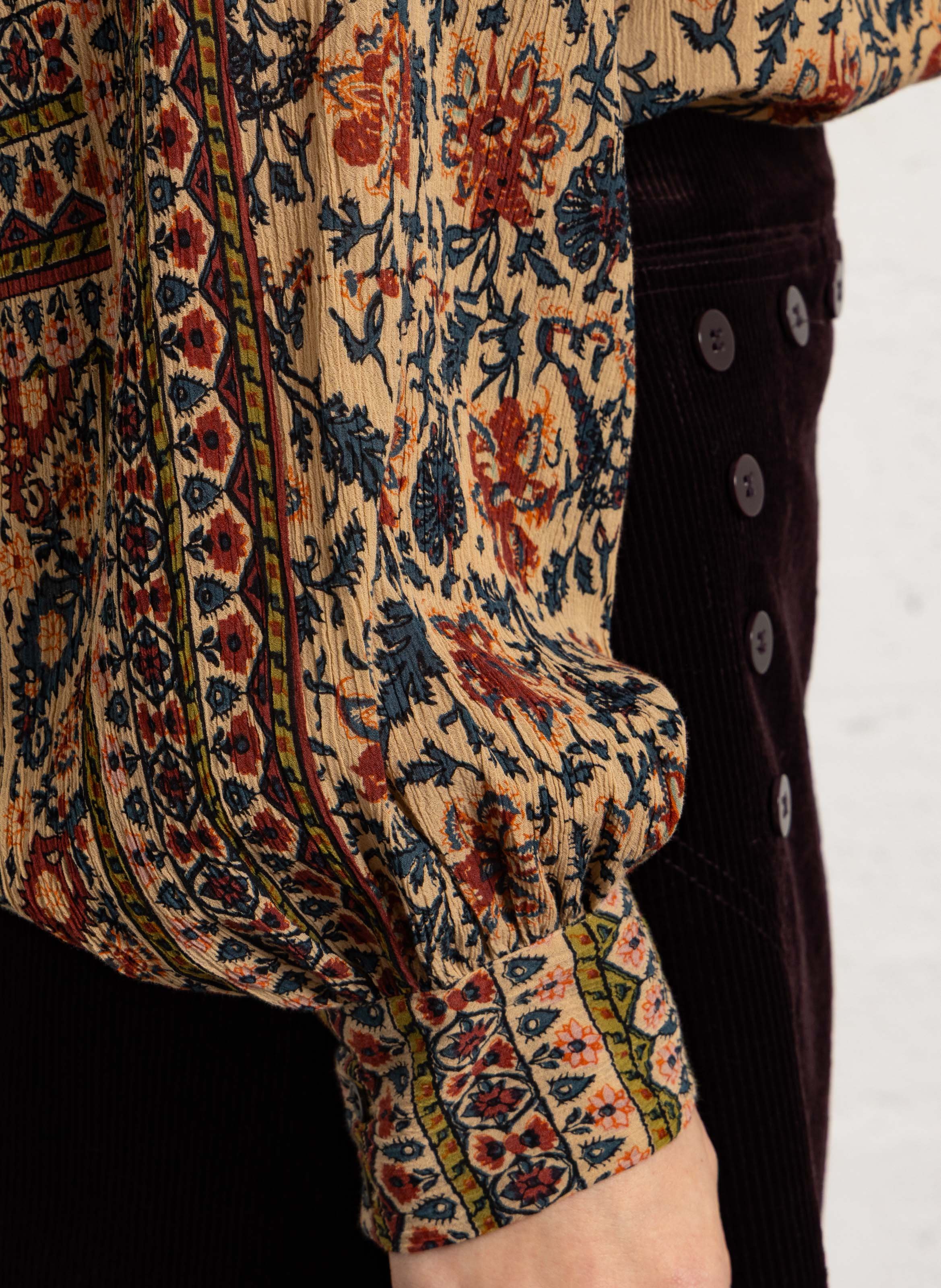 Kurzes Baumwollkleid mit Rundhalsausschnitt | Mehrfarbig ANTIK BATIK Damen