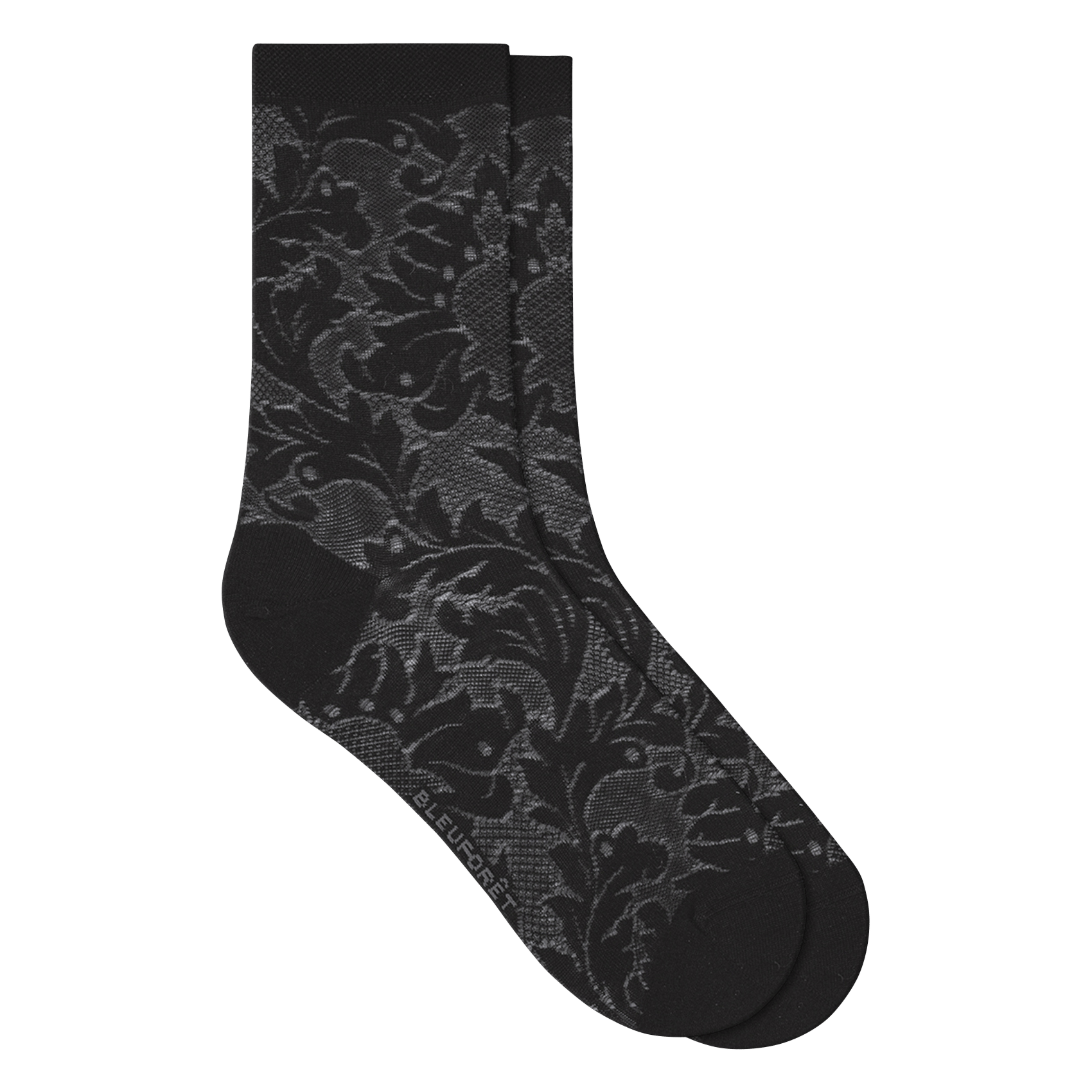 Chaussettes à broderie en soie mélangée BLEUFORET Noir