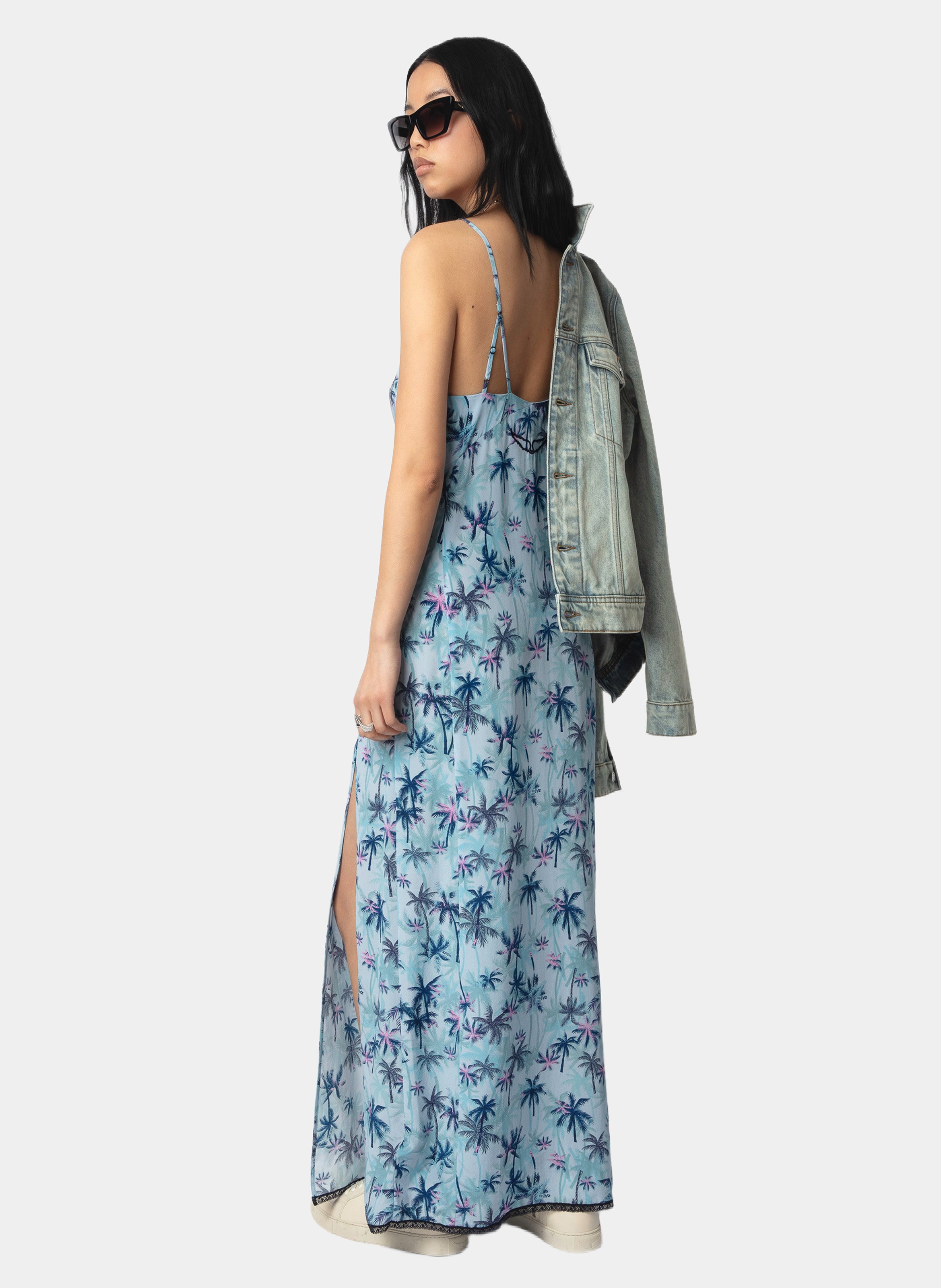 Abito lungo scollo a V in seta ZADIG&VOLTAIRE Blu