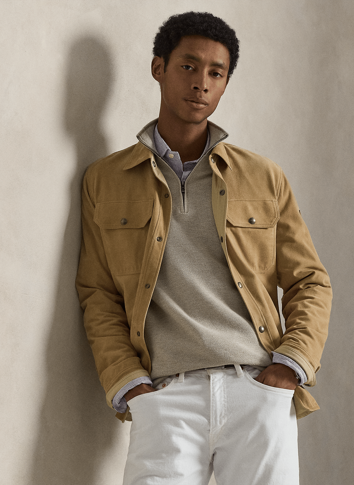 High-neck straight-cut cotton sweater POLO RALPH LAUREN Brown
