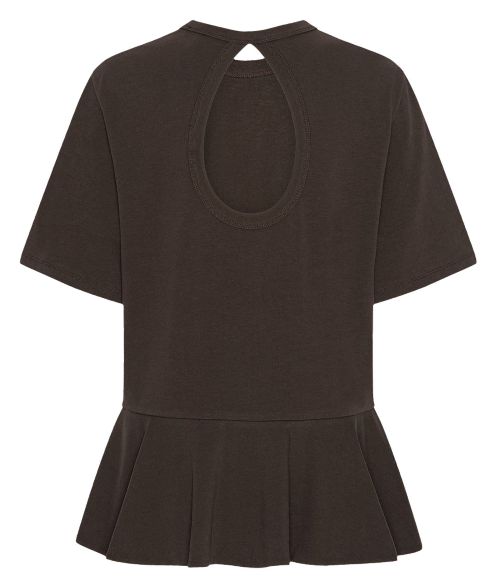 Tee-shirt ample à volants uni ROTATE Marron