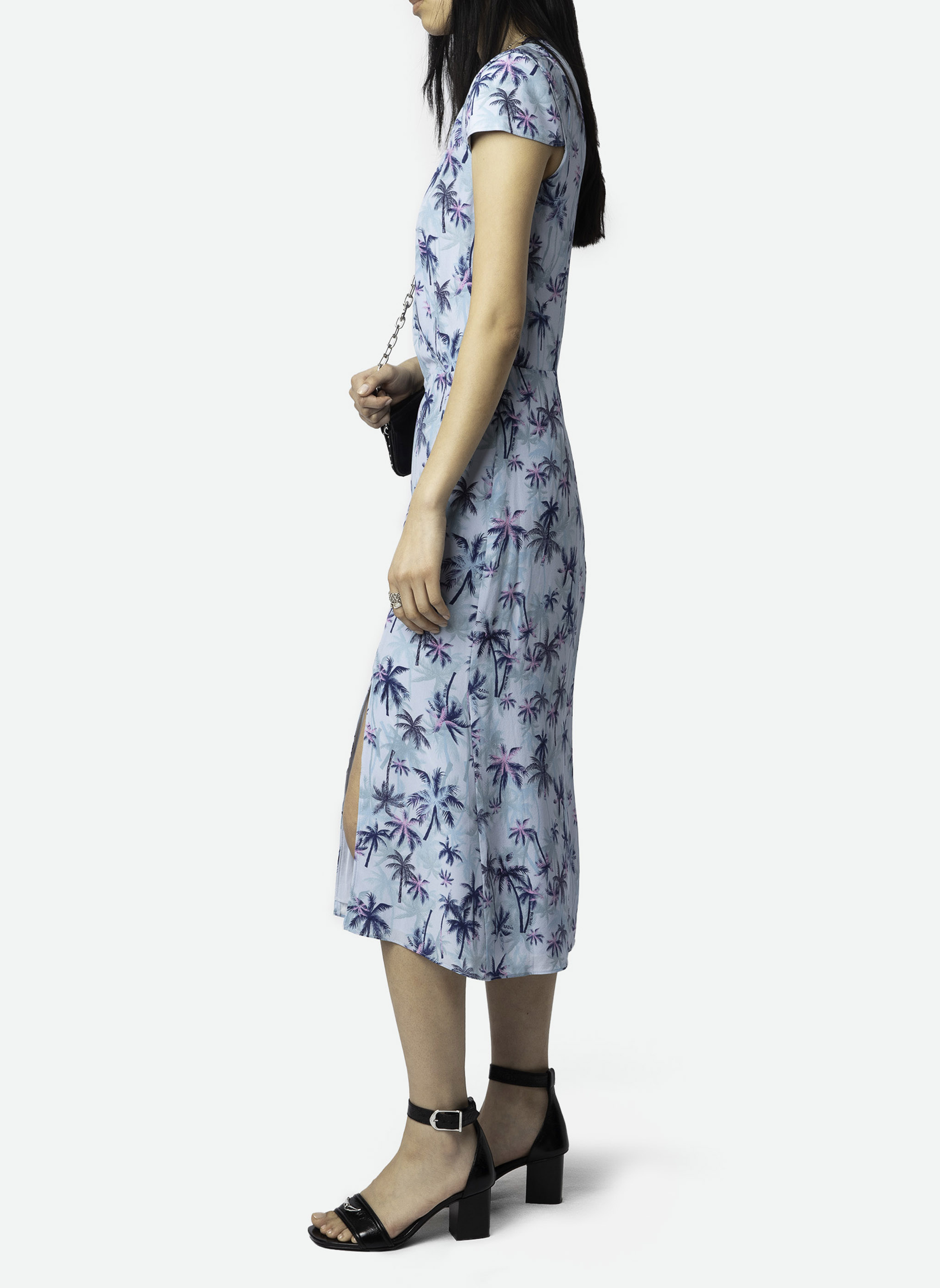 Midi-Seidenkleid mit V-Ausschnitt ZADIG&VOLTAIRE Blau